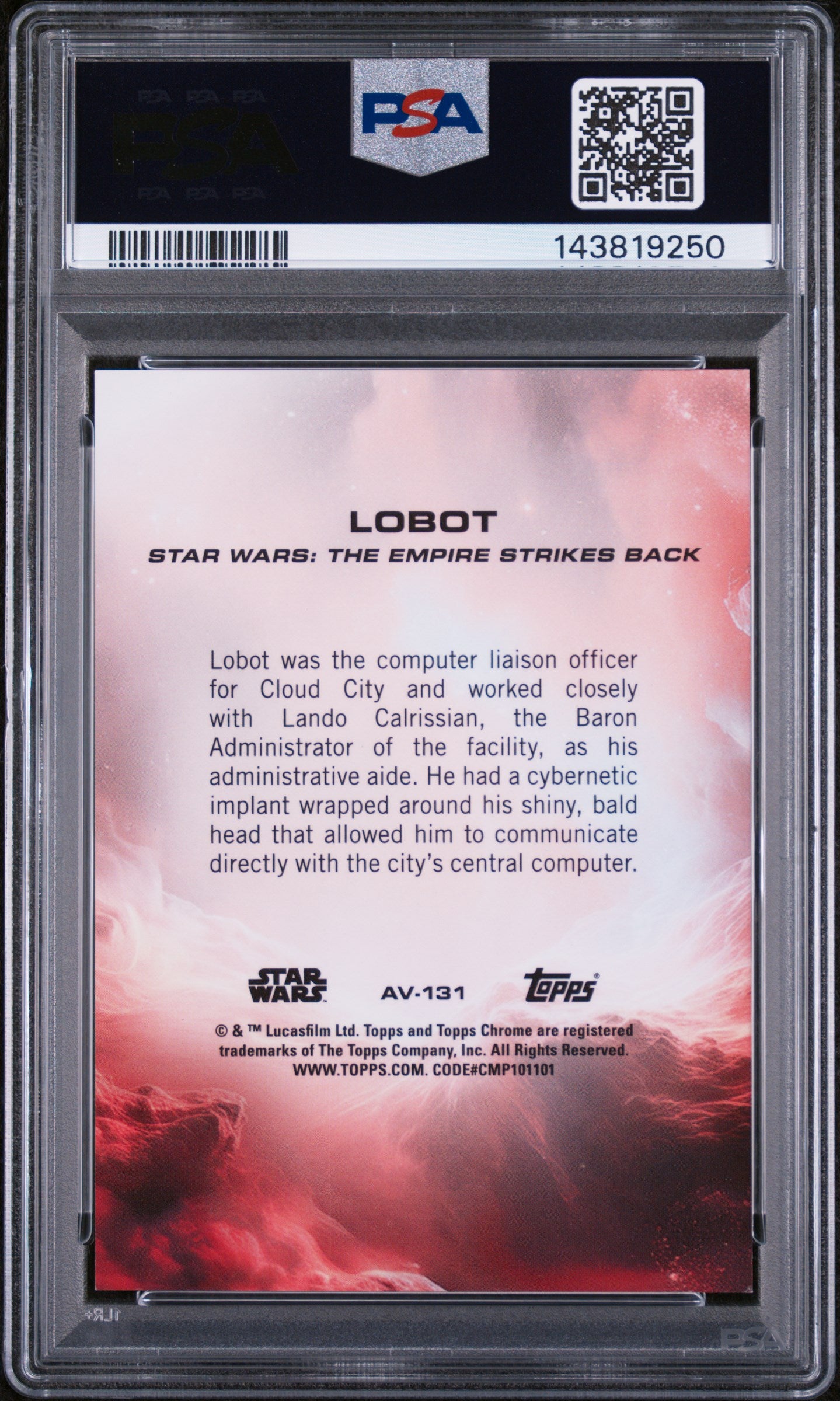 2025 Topps Chrome Star Wars Aurebesh Variation Lobot #AV131 /99 PSA 9