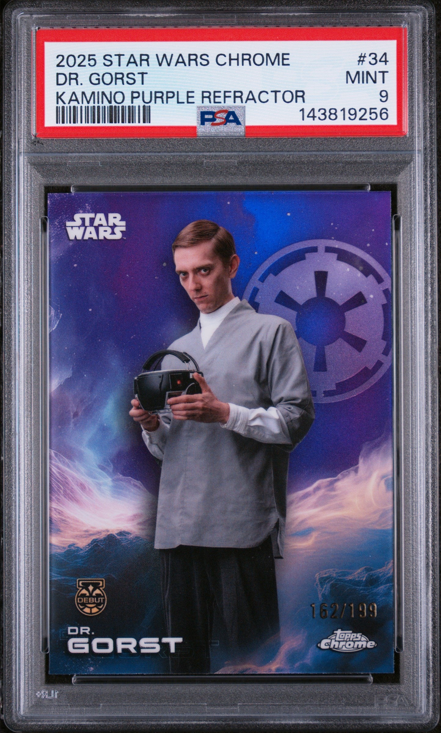 2025 Topps Chrome Star Wars Kamino Purple Refractor Dr. Gorst #34 /199 PSA 9
