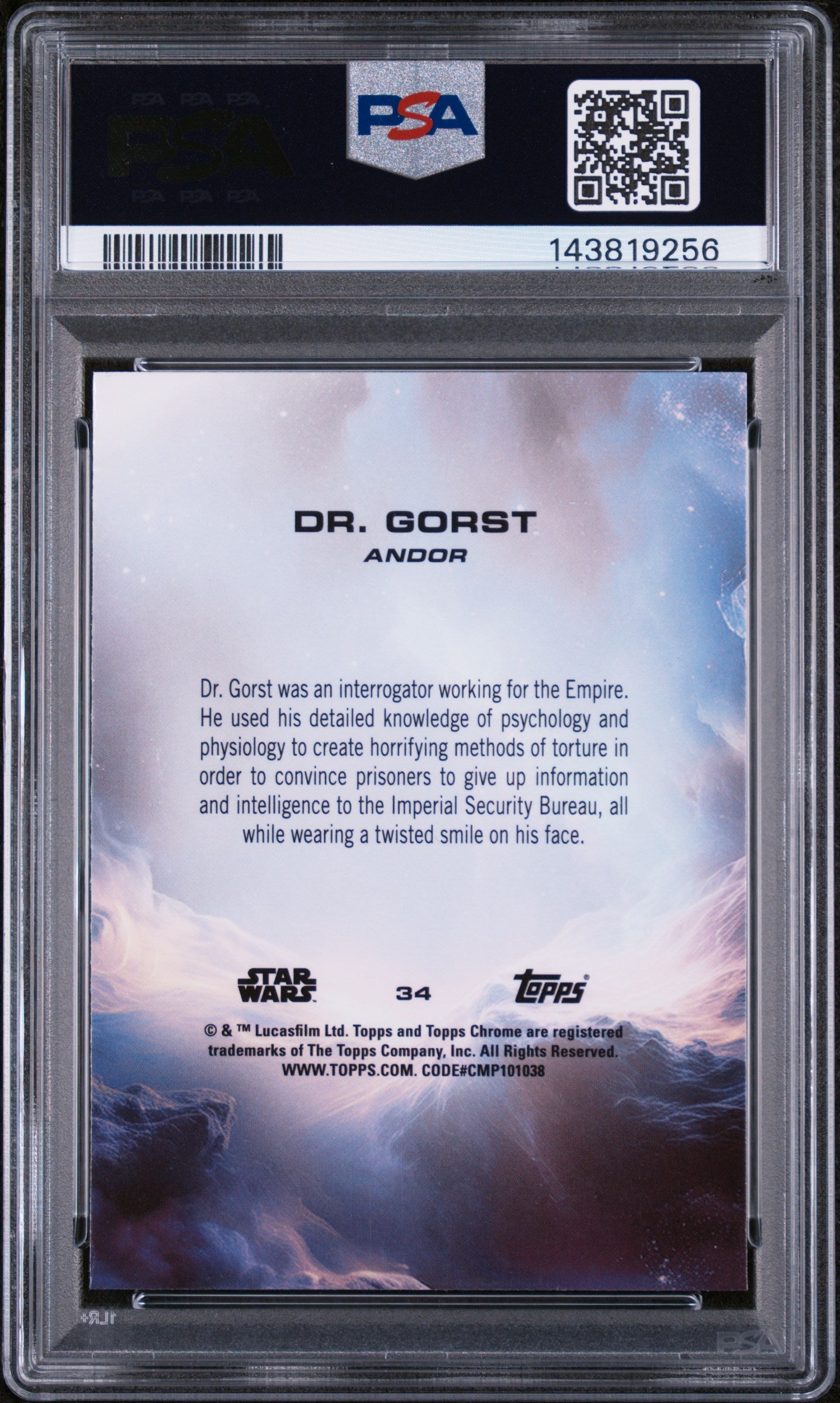 2025 Topps Chrome Star Wars Kamino Purple Refractor Dr. Gorst #34 /199 PSA 9