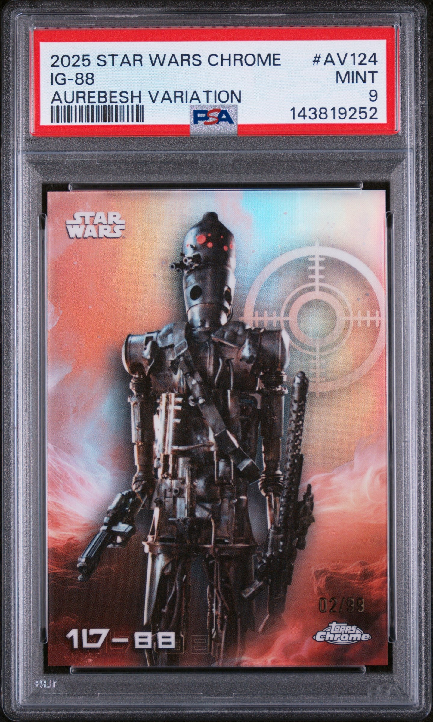 2025 Topps Chrome Star Wars Aurebesh Variation Ig #AV124 /99 PSA 9