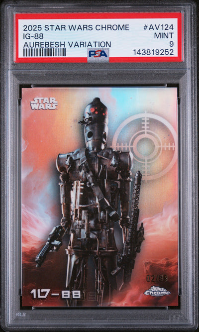 2025 Star Wars Chrome IG-88 Aurebesh Variation #AV-124 /99 PSA 9