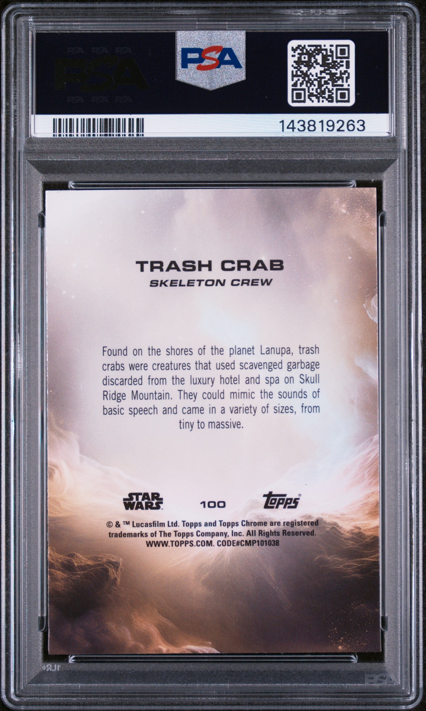 2025 Topps Chrome Star Wars Kamino Purple Refractor Trash Crab #100 /199 PSA 9