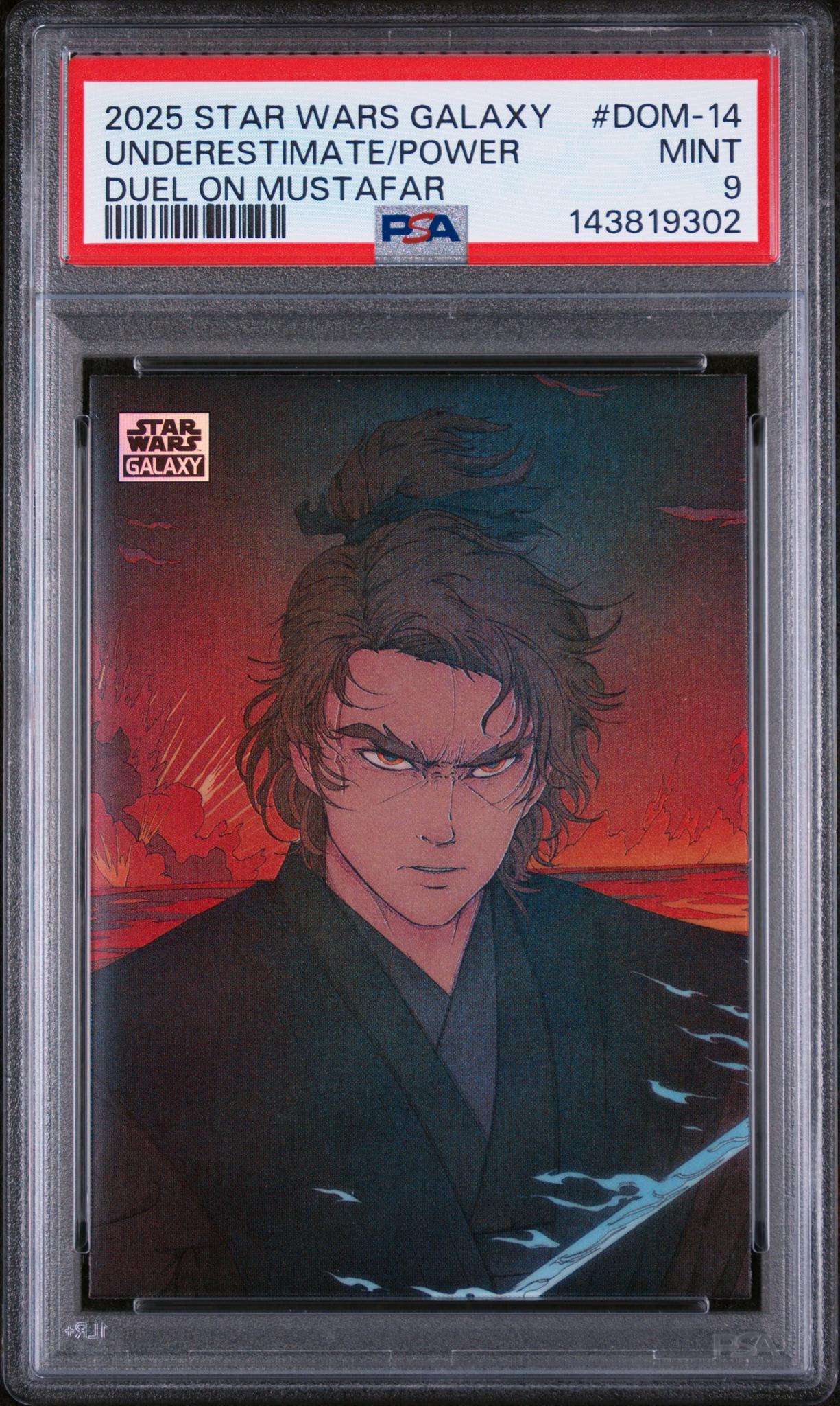 2025 Topps Chrome Star Wars Galaxy Duel On Mustafar You Underestimate My Power #DOM-14 PSA 9