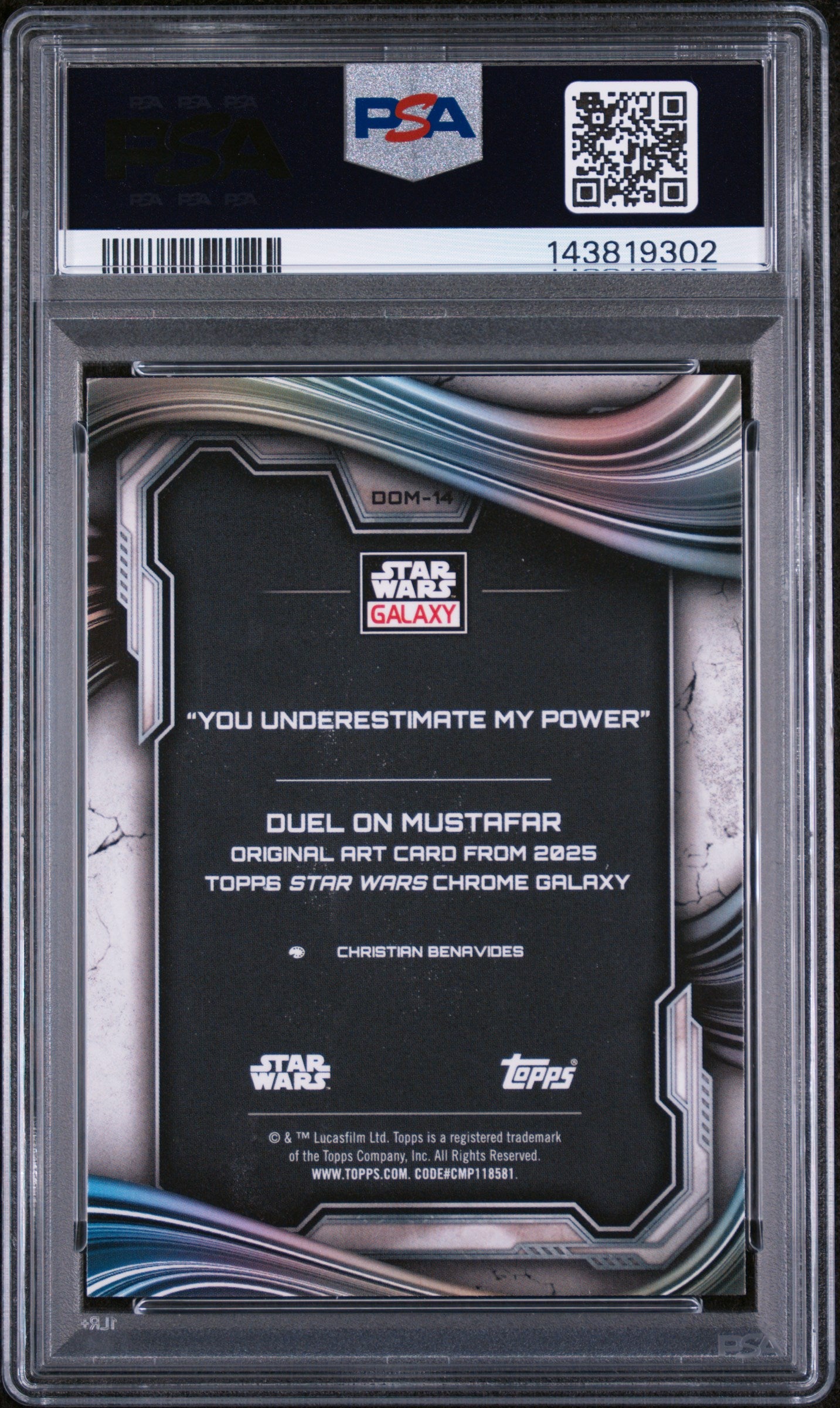 2025 Topps Chrome Star Wars Galaxy Duel On Mustafar You Underestimate My Power #DOM-14 PSA 9