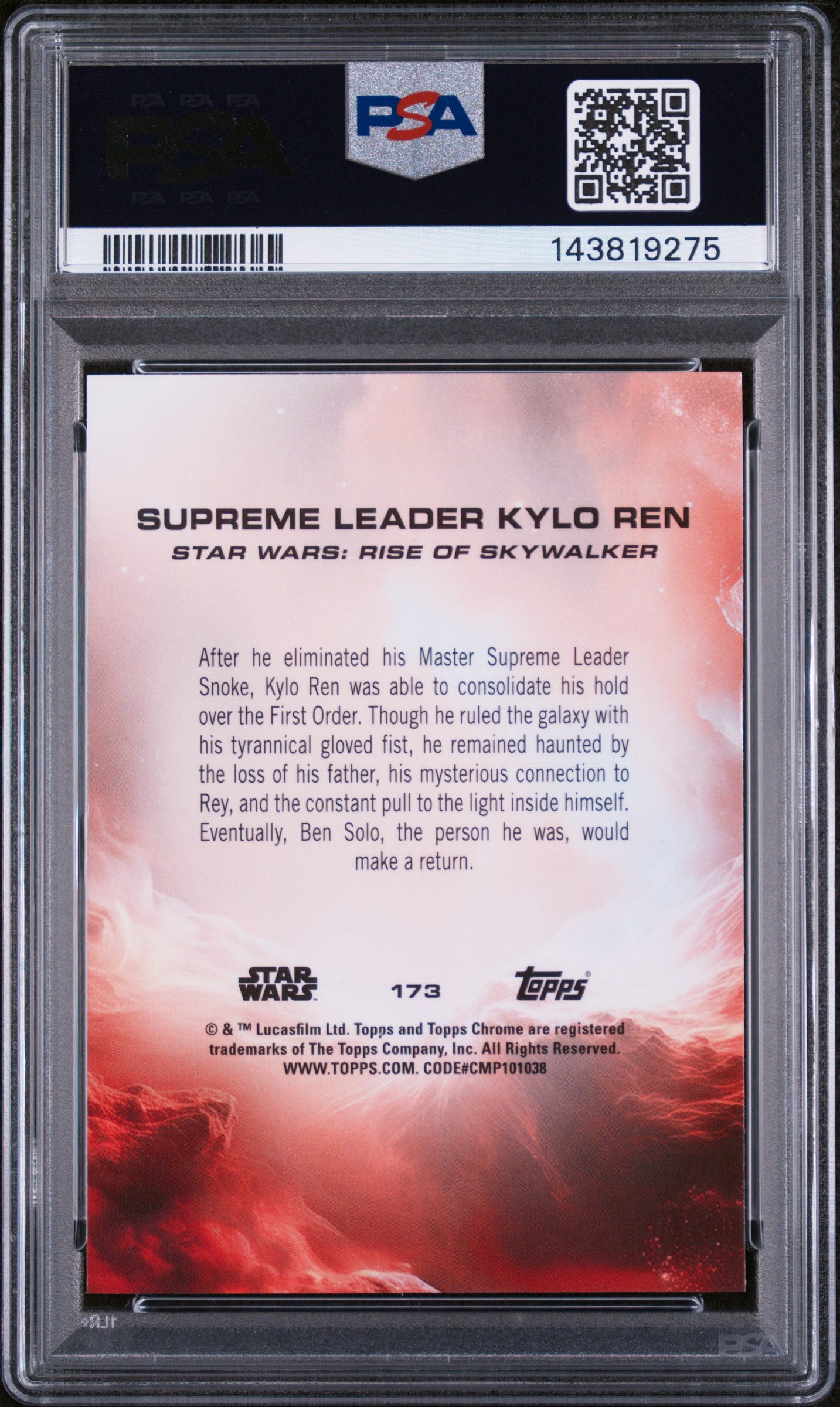 2025 Topps Chrome Star Wars Skywalker Blue Refractor Supreme Leader Kylo Ren #173 /150 PSA 9