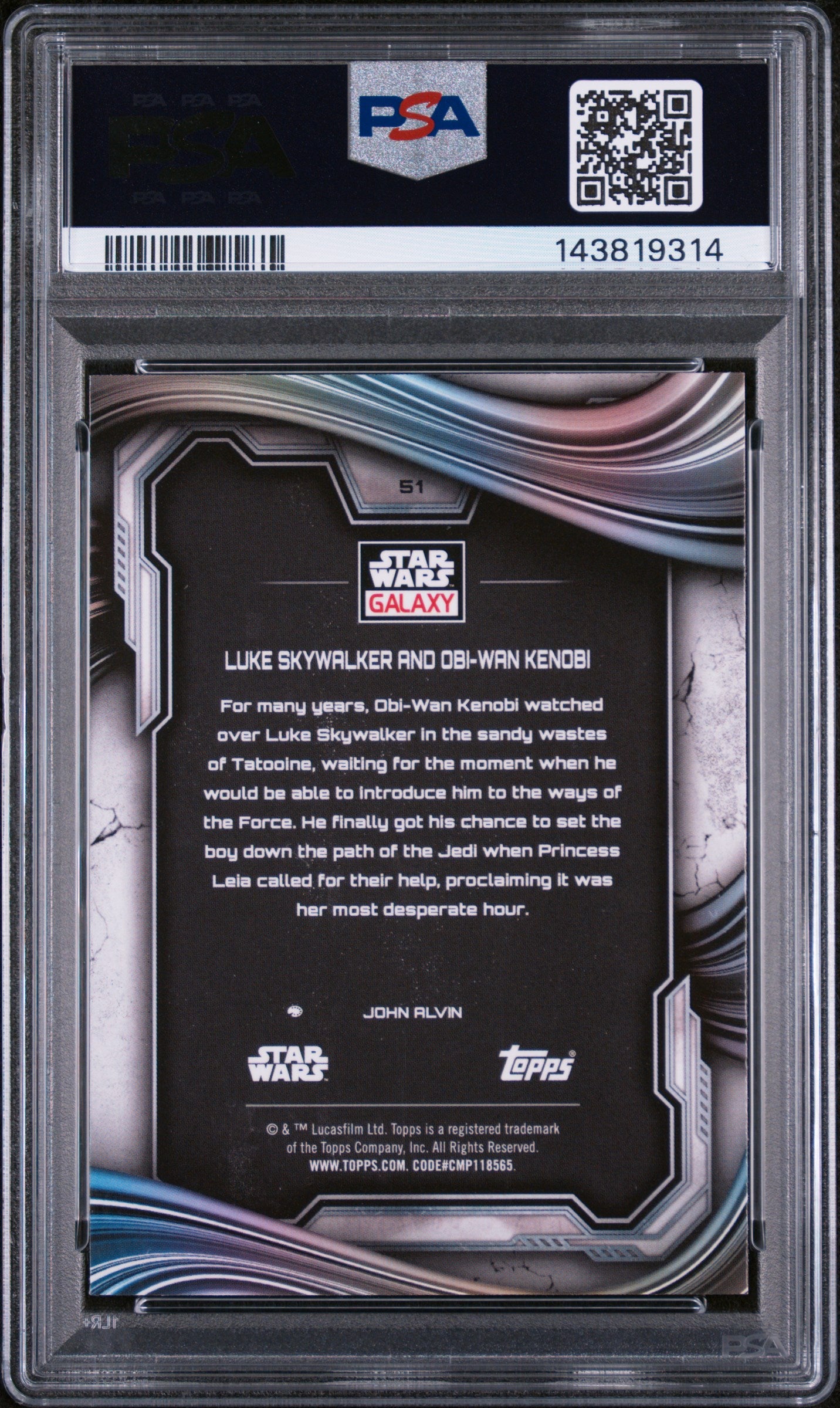 2025 Topps Chrome Star Wars Galaxy Mini Diamond Luke Skywalker and Obi Wan Kenobi #51 PSA 9