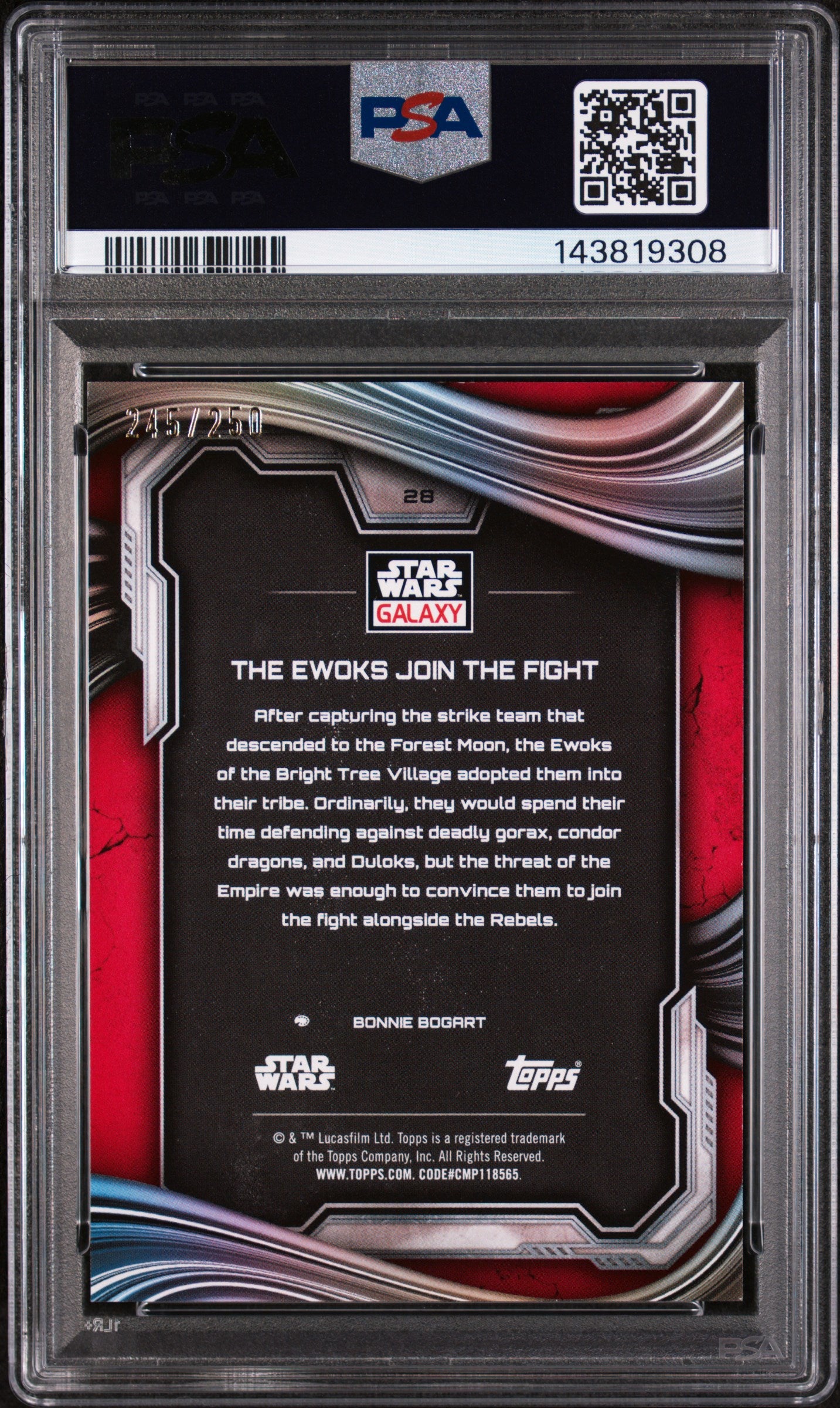 2025 Topps Chrome Star Wars Galaxy Magenta Lava the Ewoks Join the Fight #28 /250 PSA 9