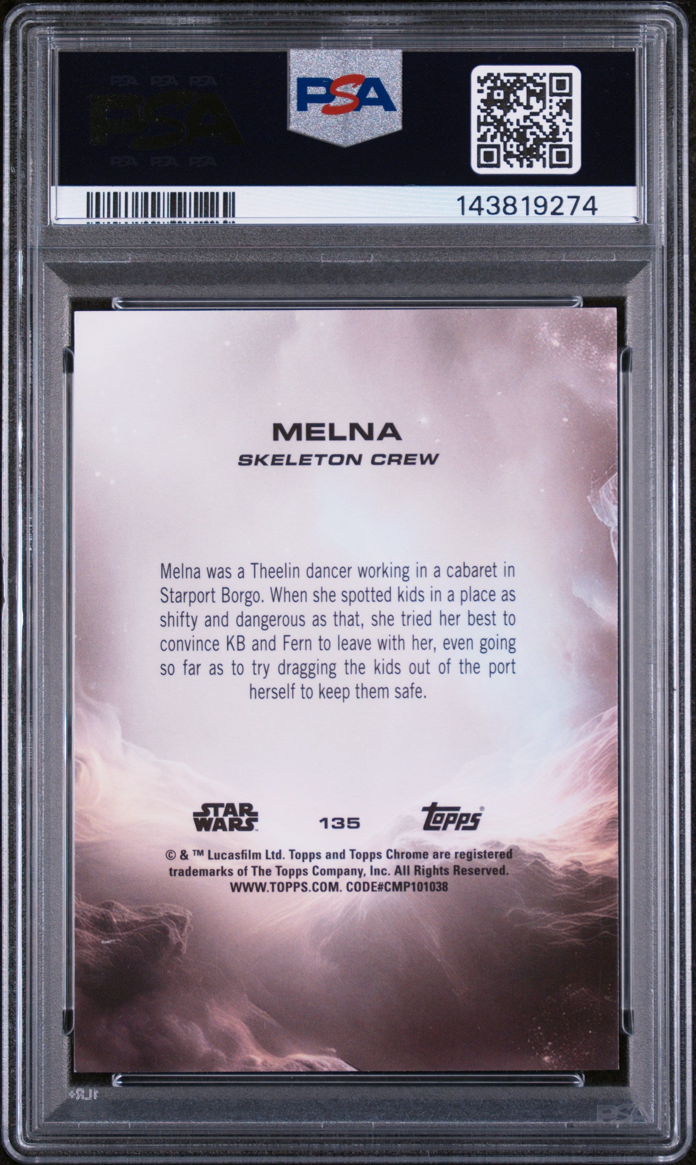 2025 Topps Chrome Star Wars Kamino Purple Refractor Melna #135 /199 PSA 9
