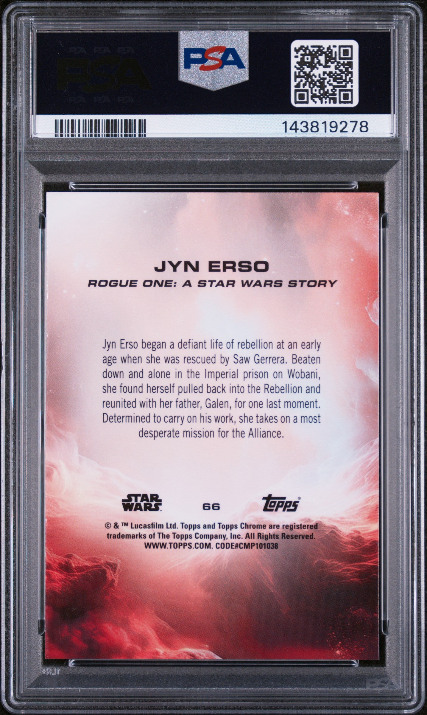 2025 Topps Chrome Star Wars Skywalker Blue Refractor Jyn Erso #66 PSA 9