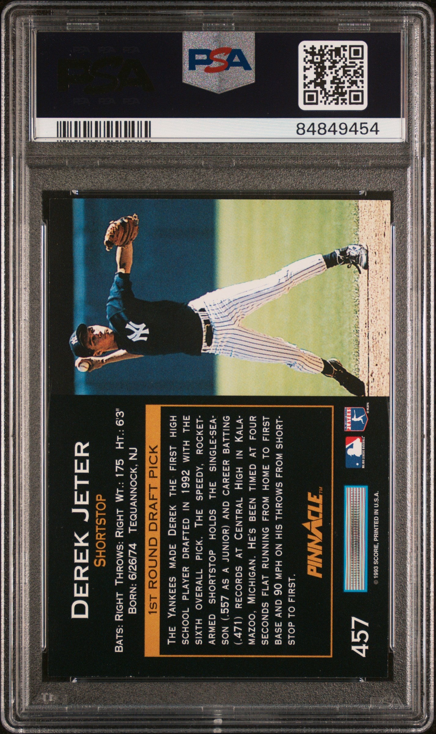 1993 Pinnacle Derek Jeter #457 PSA 10