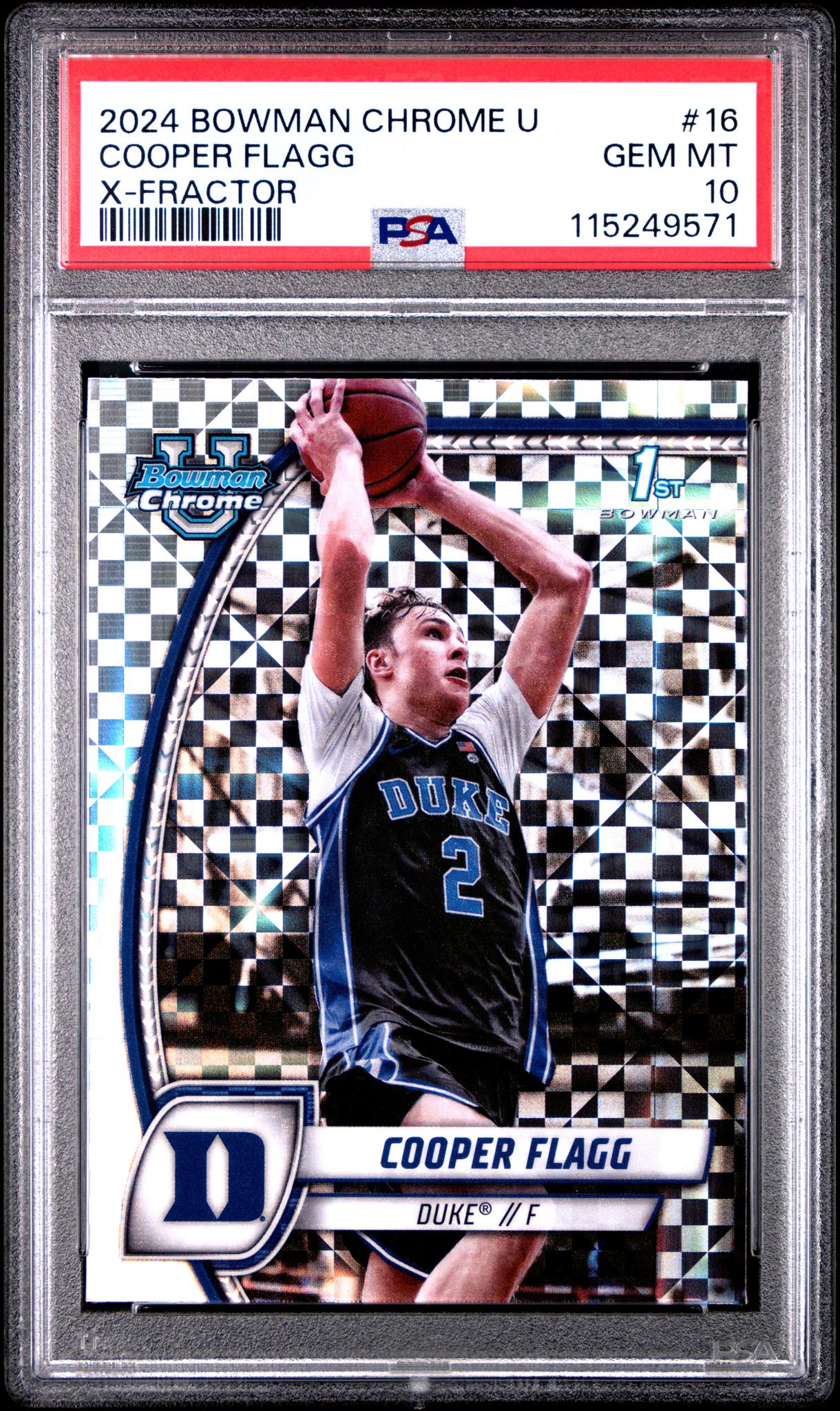 2024 Bowman University Chrome X-Fractor Cooper Flagg #16 PSA 10