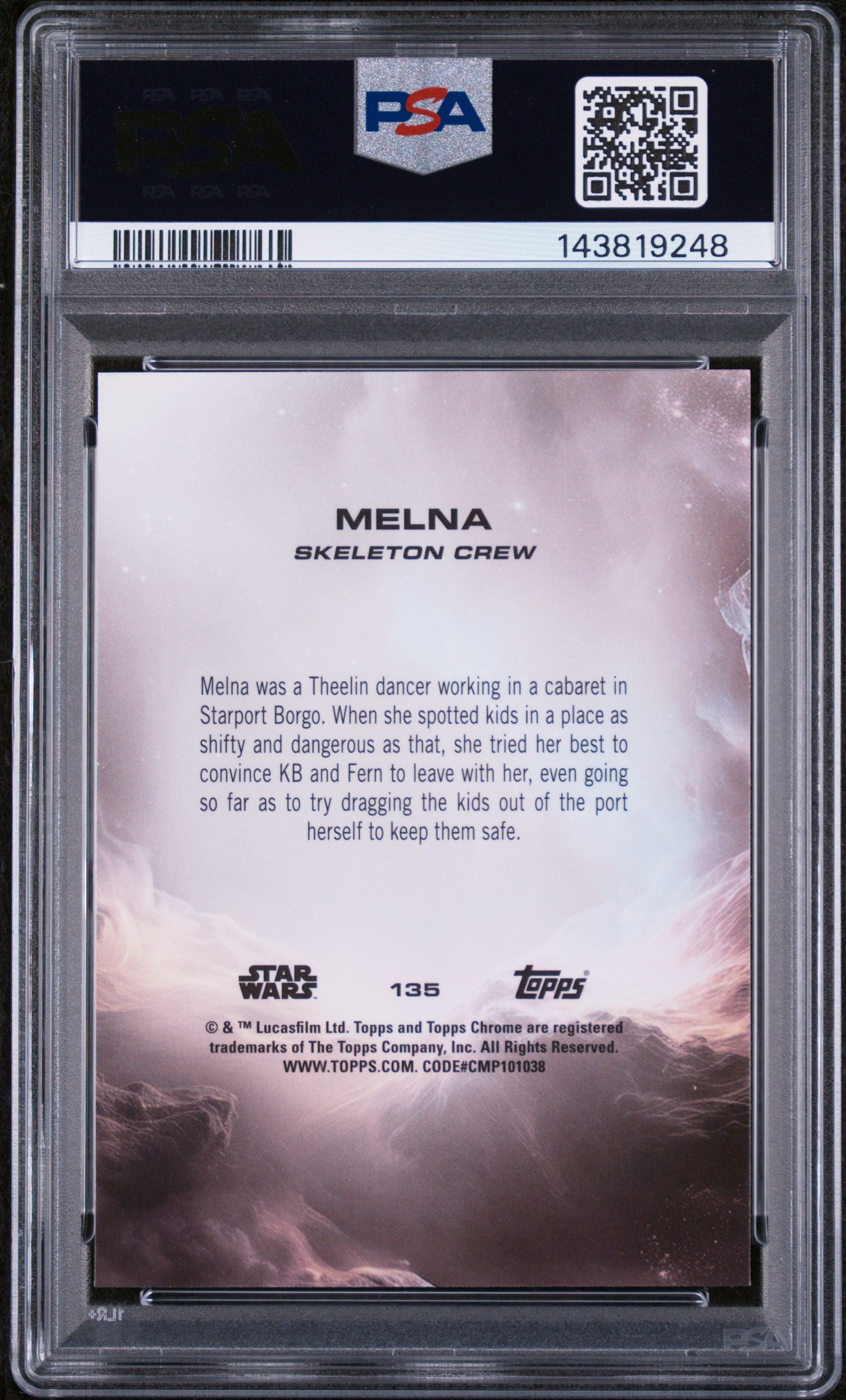 2025 Topps Chrome Star Wars Kamino Purple Refractor Melna #135 /199 PSA 9