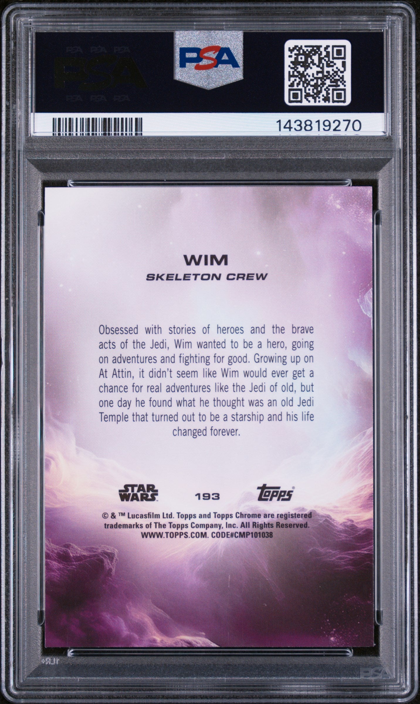 2025 Topps Chrome Star Wars Skywalker Blue Refractor Wim #193 /150 PSA 9
