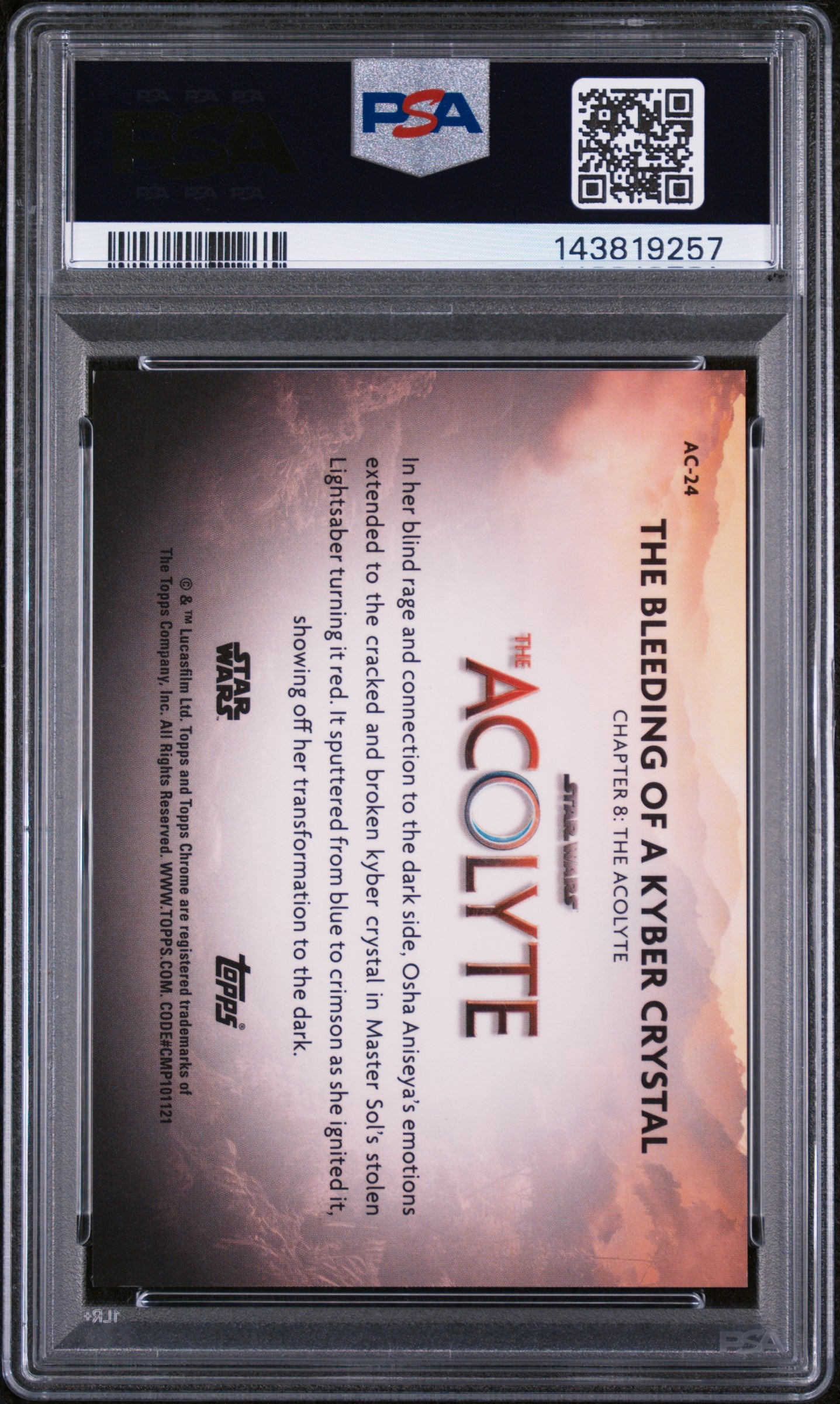 2025 Topps Chrome Star Wars Acolyte Kashyyyk Green Ref Bldng/Kyber Crystal #AC24 /99 PSA 9