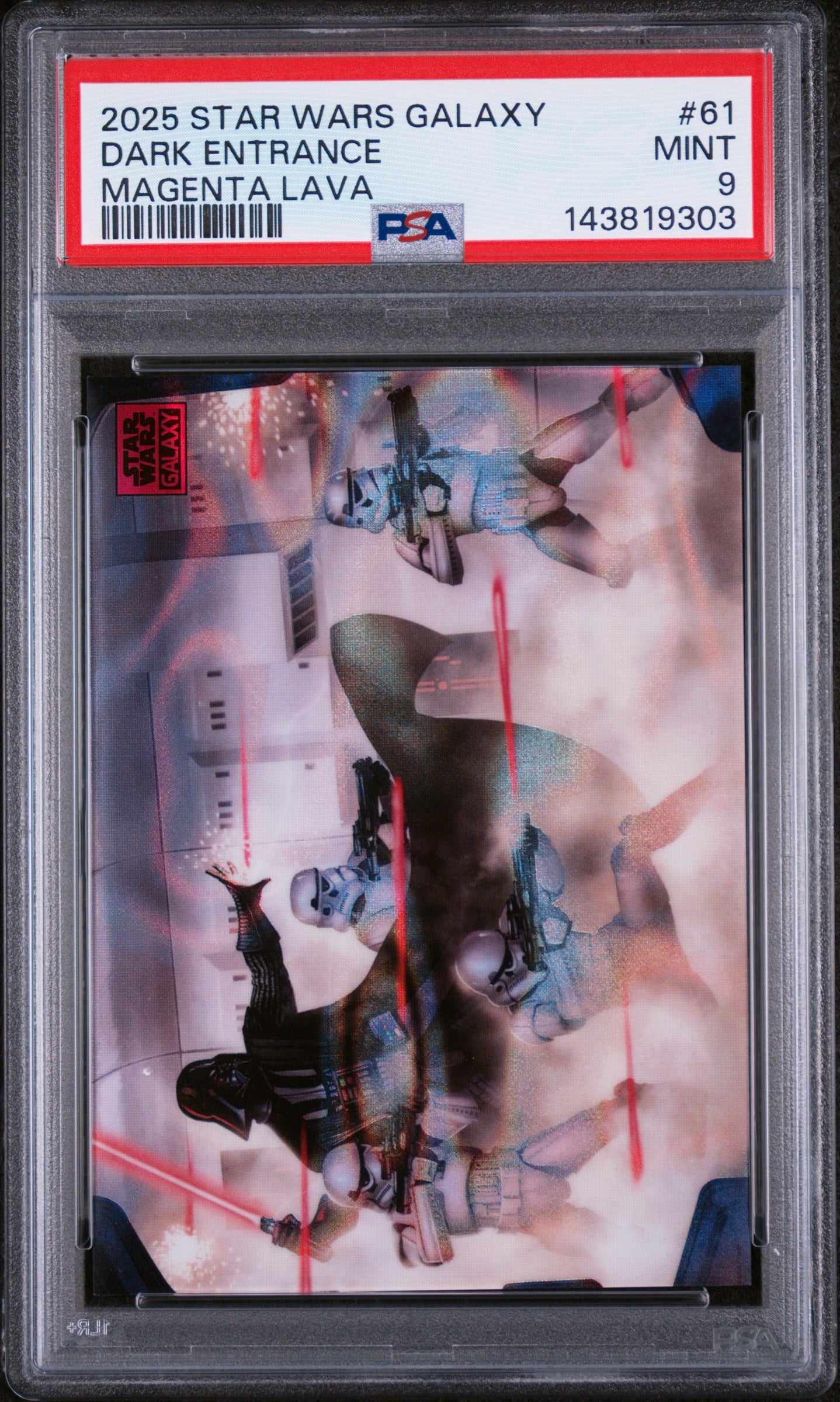 2025 Topps Chrome Star Wars Galaxy Magenta Lava Dark Entrance #61 /150 PSA 9