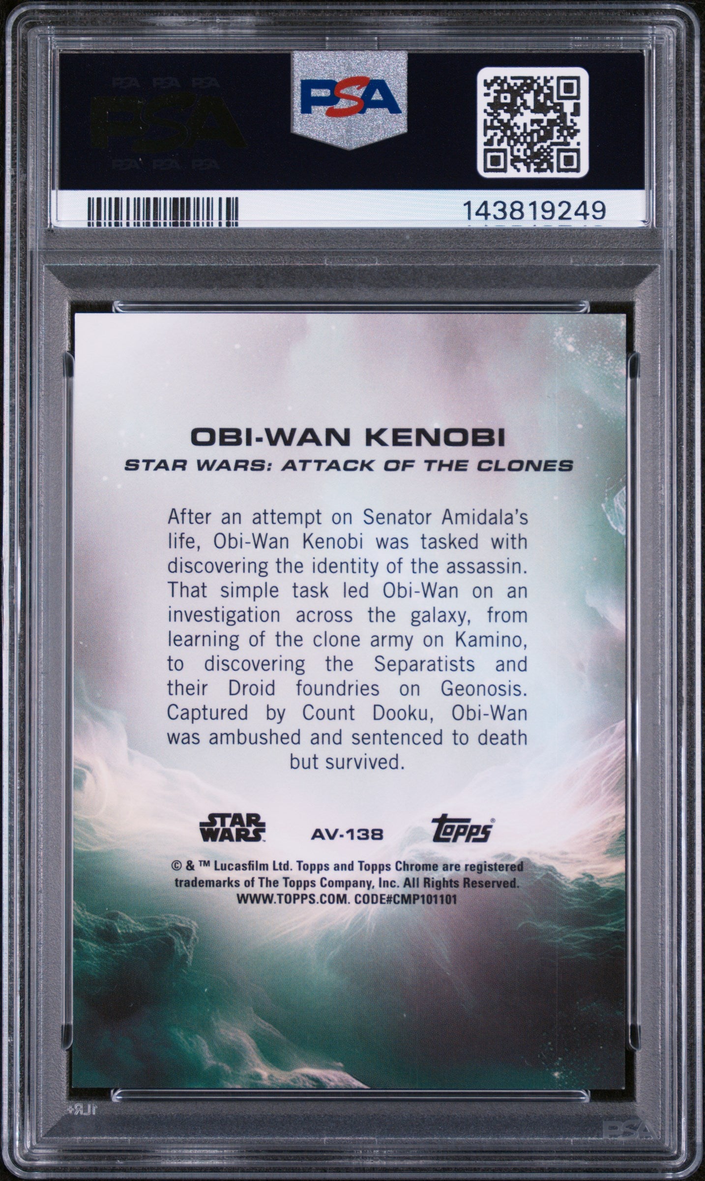 2025 Topps Chrome Star Wars Aurebesh Variation Obi Wan Kenobi #AV138 /99 PSA 9