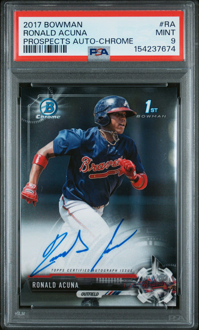 2017 Bowman Chrome Ronald Acuna Prospects Auto #RA PSA 9