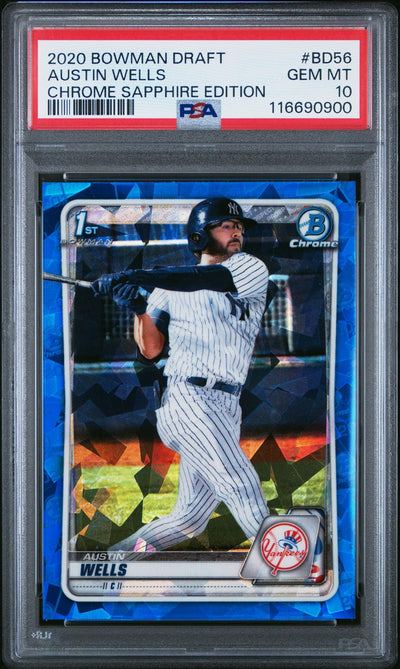 2020 Bowman Chrome Sapphire Edition Austin Wells #BD56 1st Bowman PSA 10
