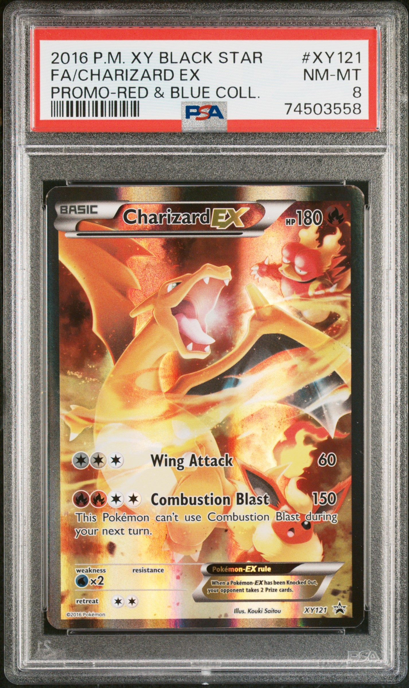 2016 Pokemon XY Black Star Promo Red and Blue Collection Charizard Ex #XY121 PSA 8