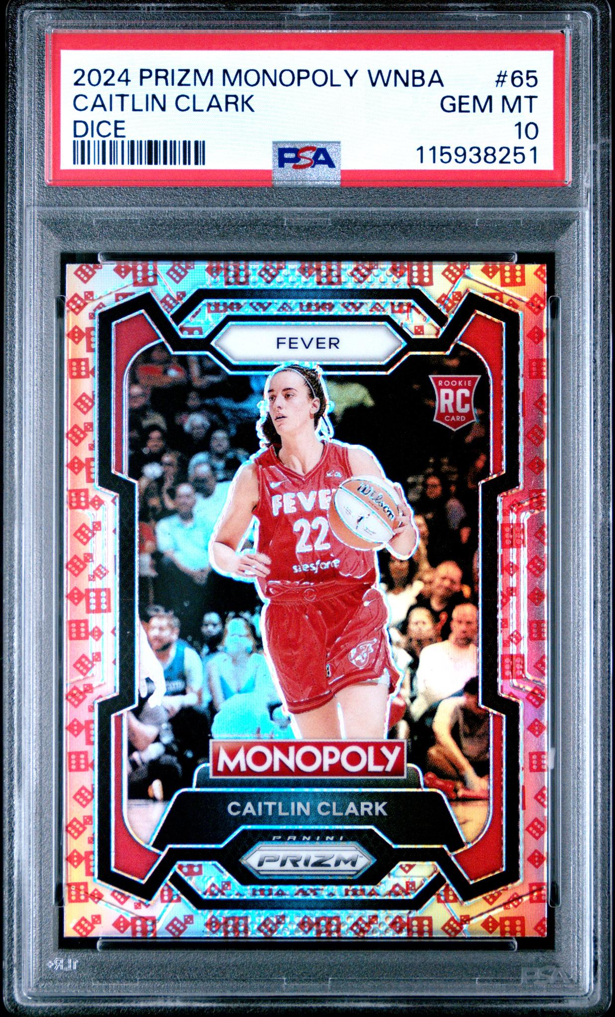 2024 Panini Prizm Monopoly WNBA Dice Caitlin Clark #65 PSA 10