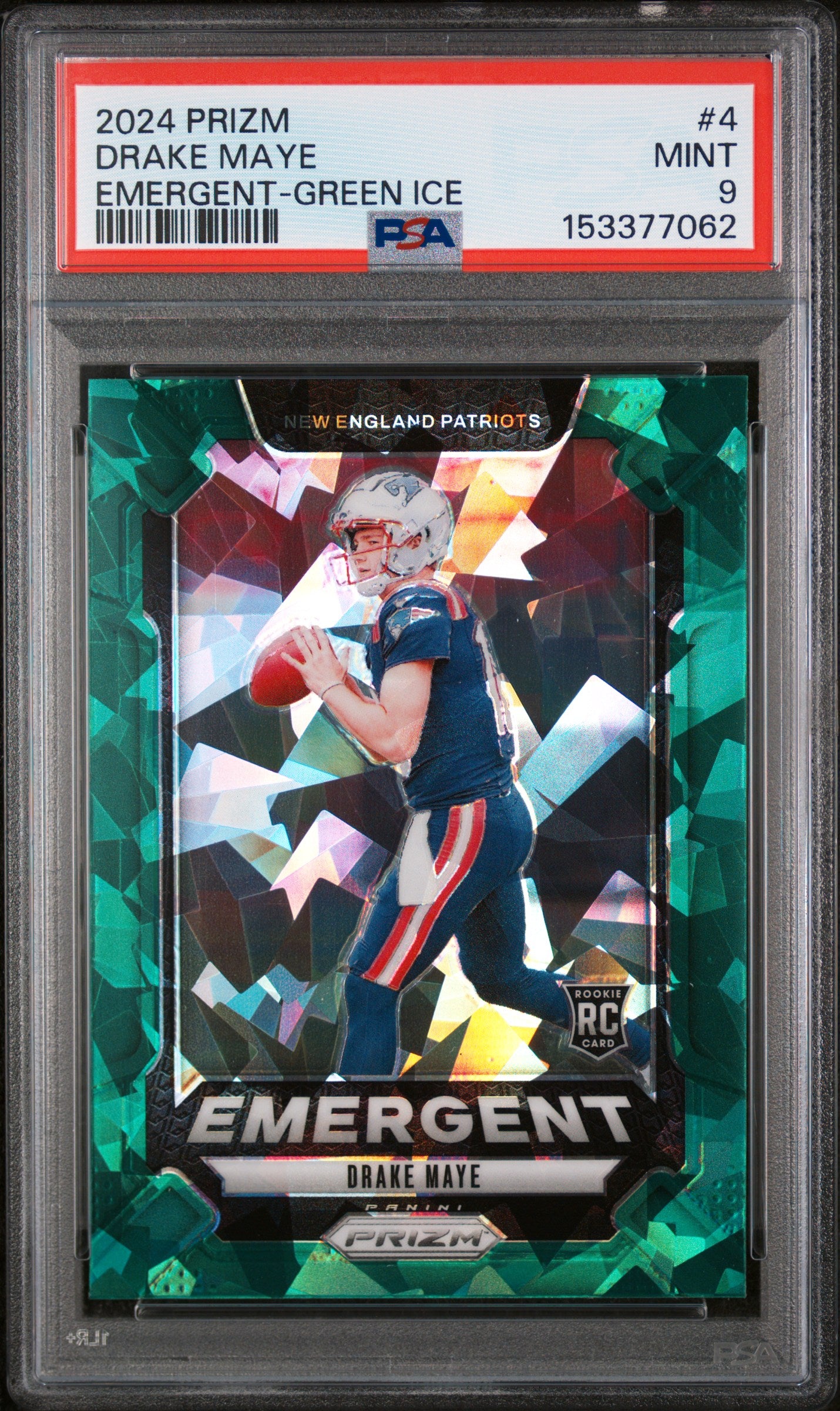 2024 Panini Prizm Emergent Green Ice Drake Maye #4 PSA 9