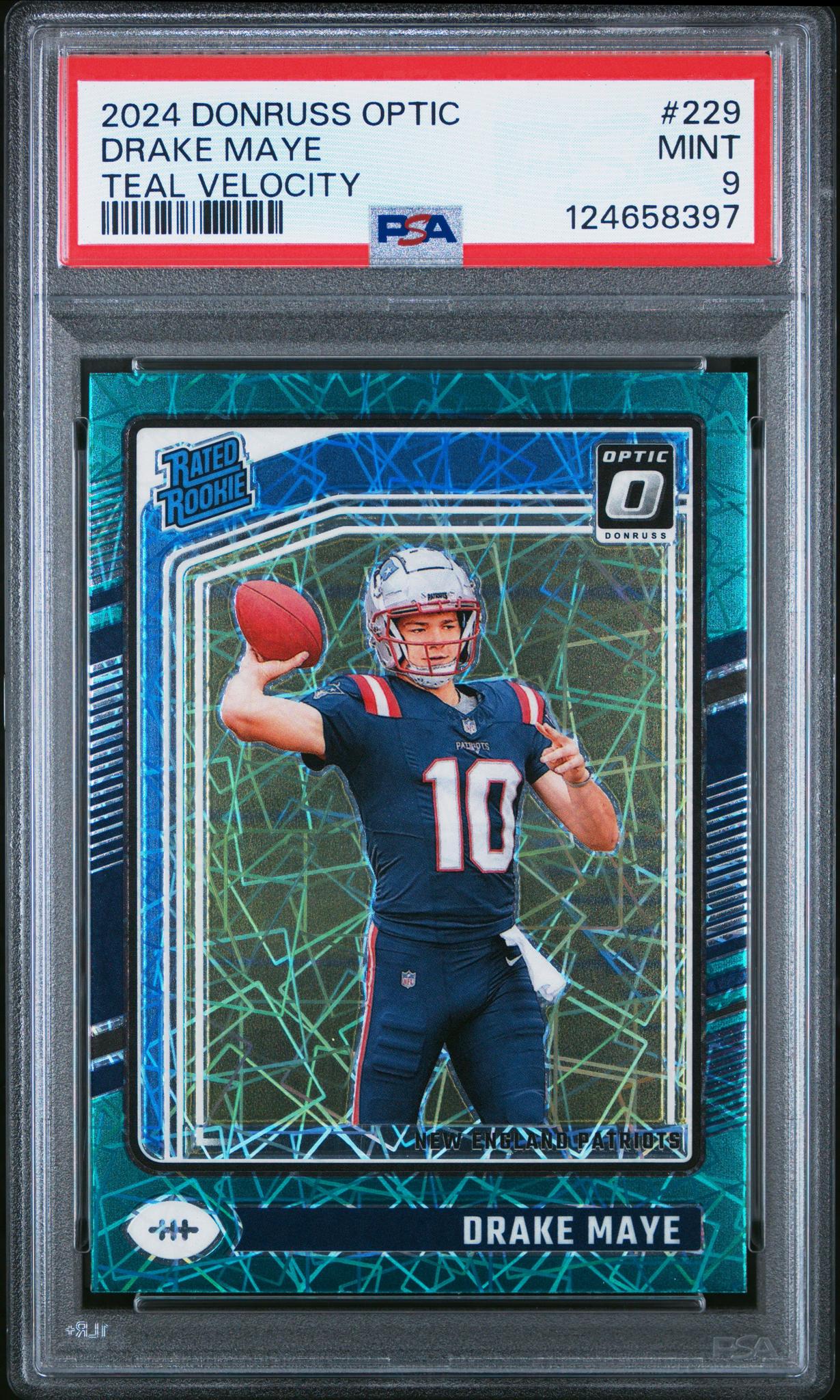 2024 Donruss Optic Teal Velocity Drake Maye #229 PSA 9
