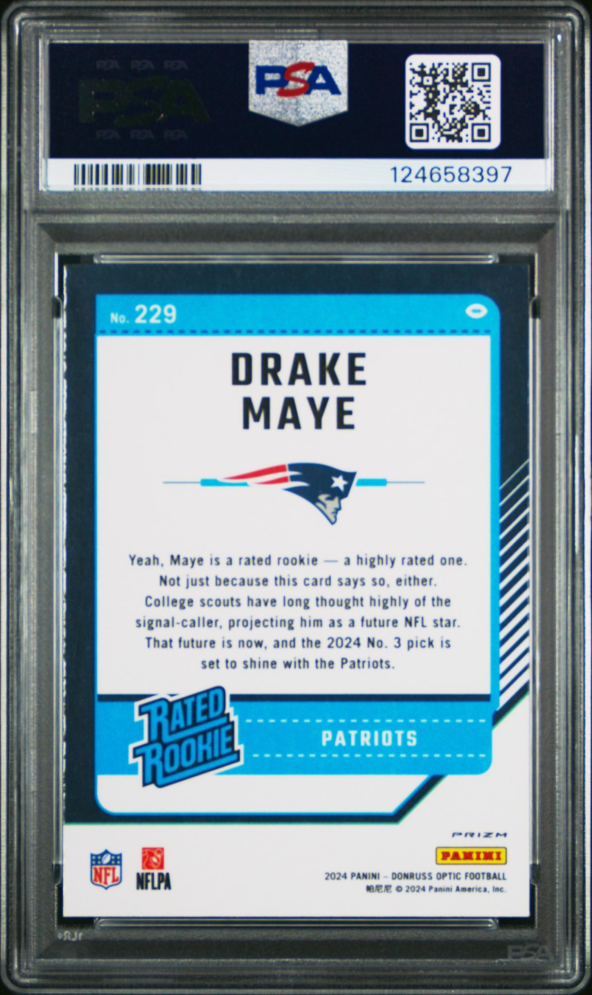 2024 Donruss Optic Teal Velocity Drake Maye #229 PSA 9