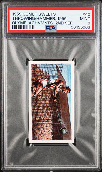 1959 Comet Sweets Olympic Achievements Olymp. Achvmnts.-2nd Ser. Throwing/Hammer, #40 PSA 9