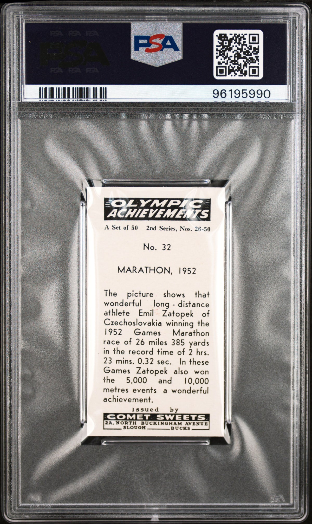 1959 Comet Sweets Olympic Achievements Emil Zatopek #32 PSA 9
