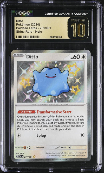 Pokémon Paldean Fates Ditto #201/091 Shiny Rare Holo CGC 10