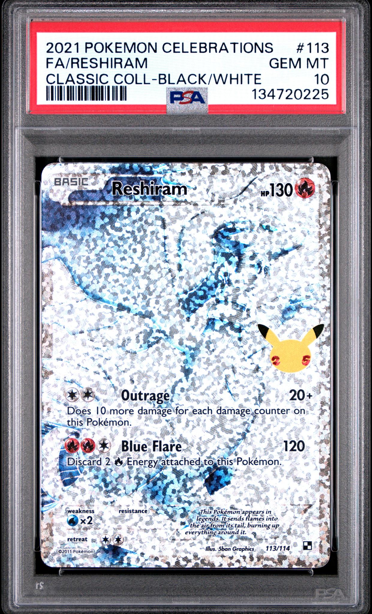 2021 Pokemon Black and White Celebrations Classic Collection Reshiram #113 PSA 10