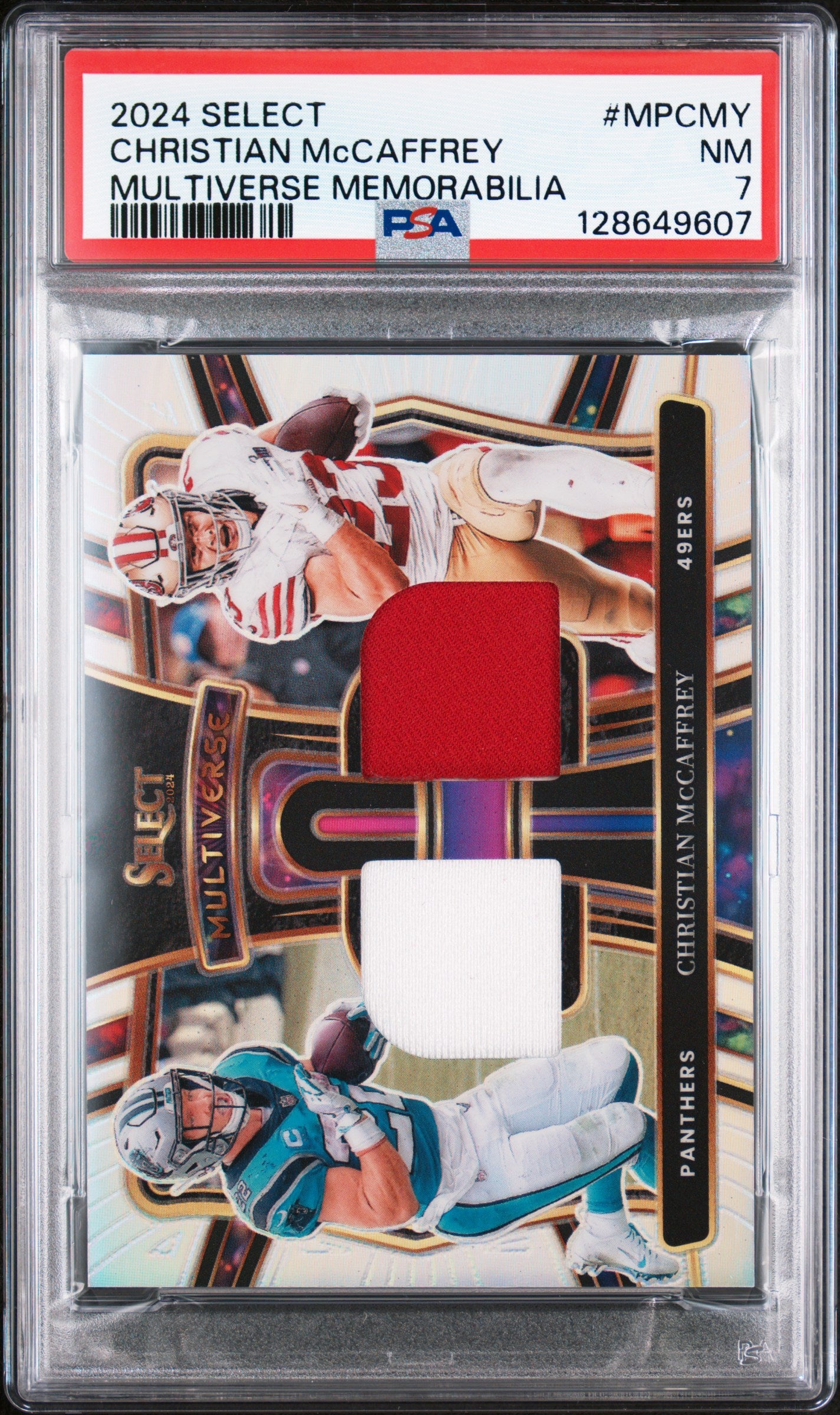 2024 Panini Select Multiverse Memorabilia Christian Mccaffrey #MPCMY /149 PSA 7