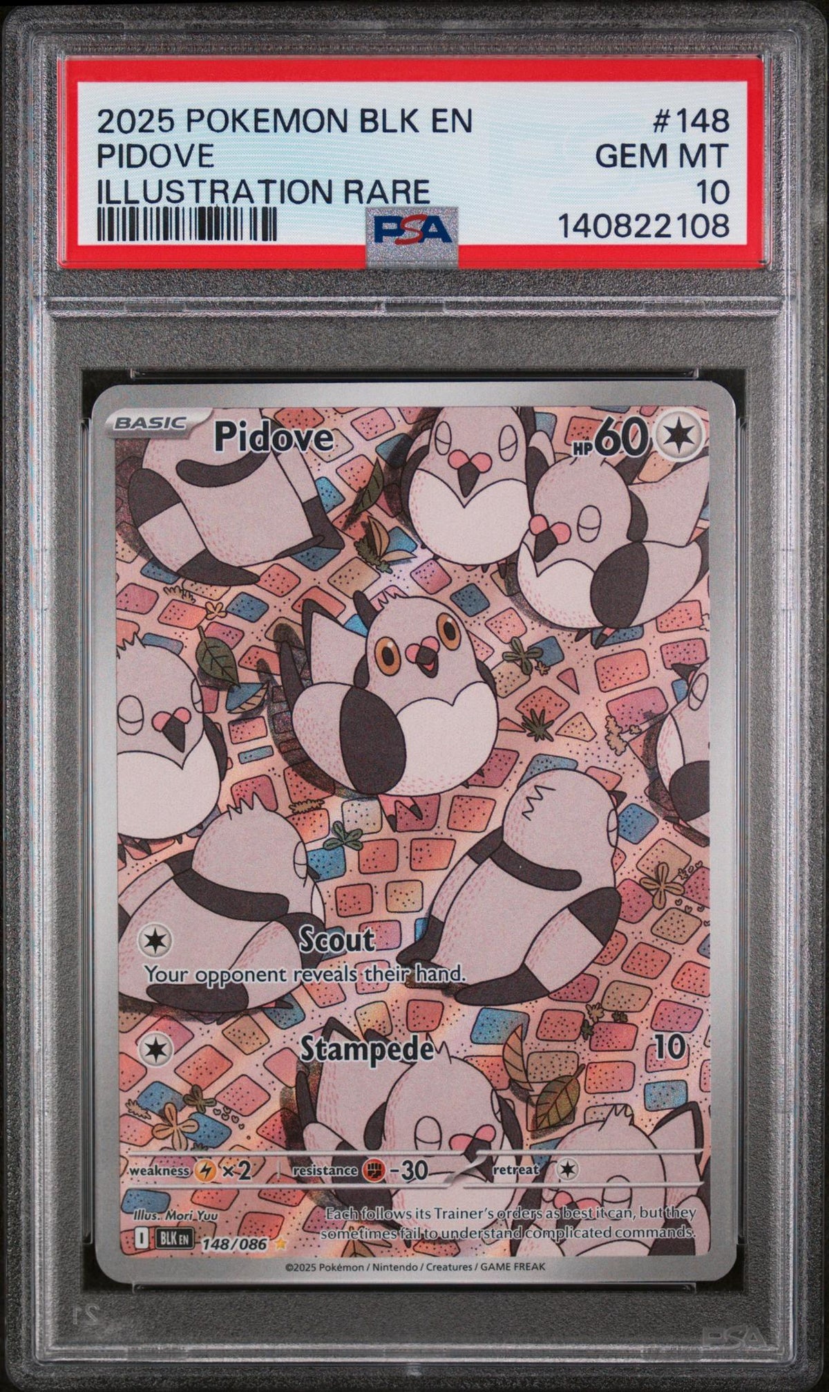 2025 Pokemon Black Bolt Illustration Rare Pidove #148 PSA 10