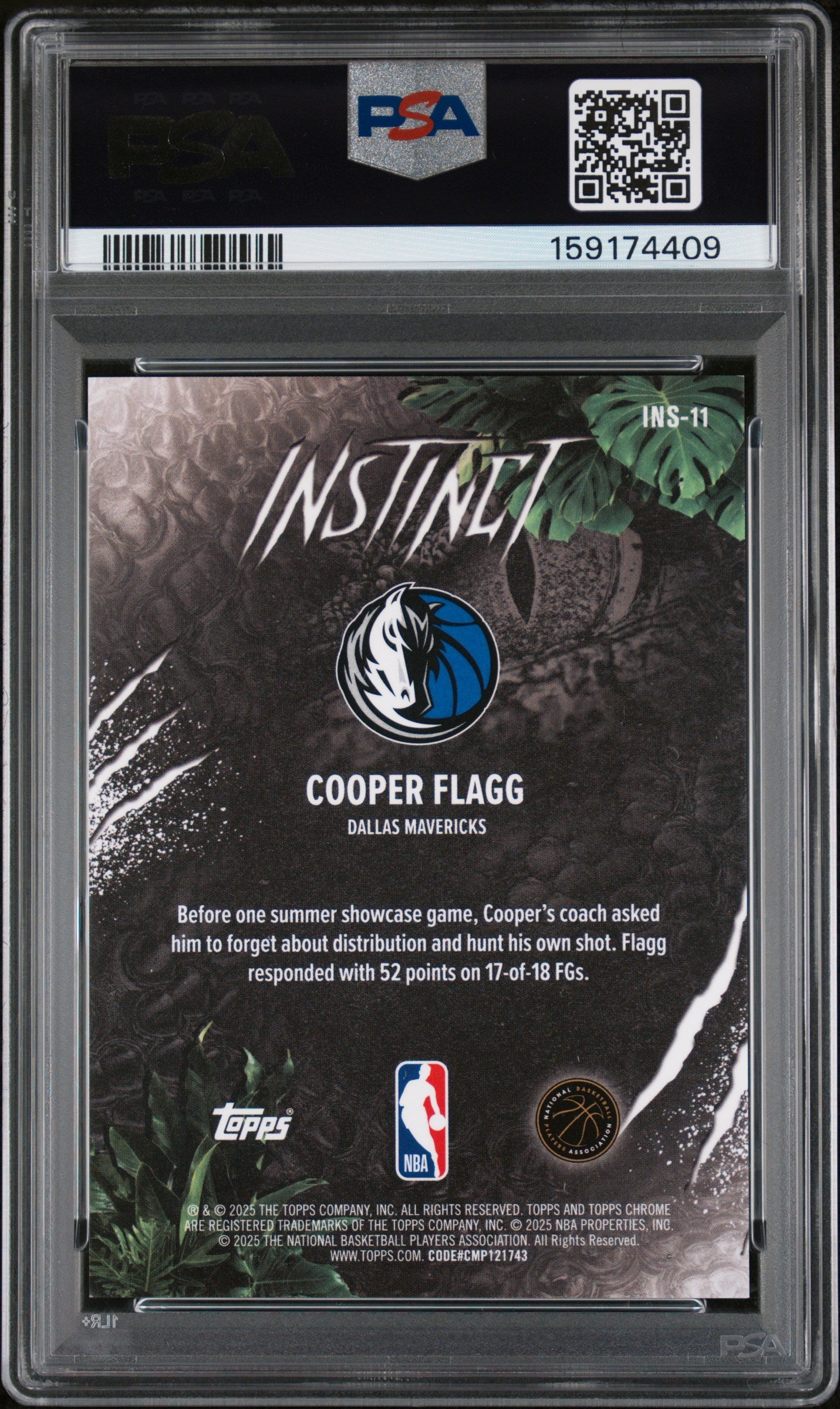 2025 Topps Chrome Instinct Red Refractor Cooper Flagg #INS-11 /5 PSA 9