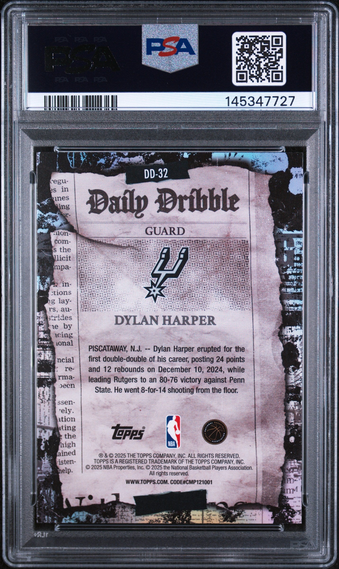 2025 Topps the Daily Dribble Dylan Harper #DD-32 PSA 9