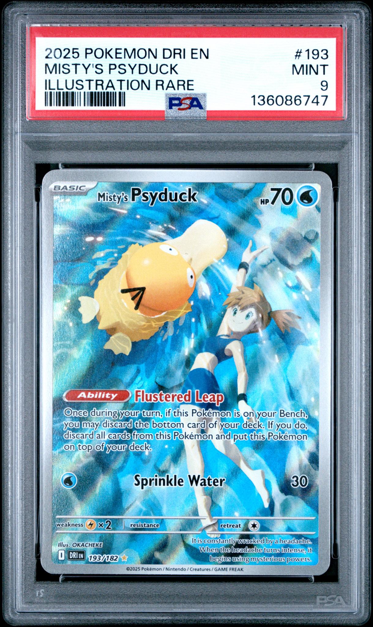 2025 Pokemon Scarlet and Violet Destined Rivals Illustration Rare Misty's Psyduck #193 PSA 9