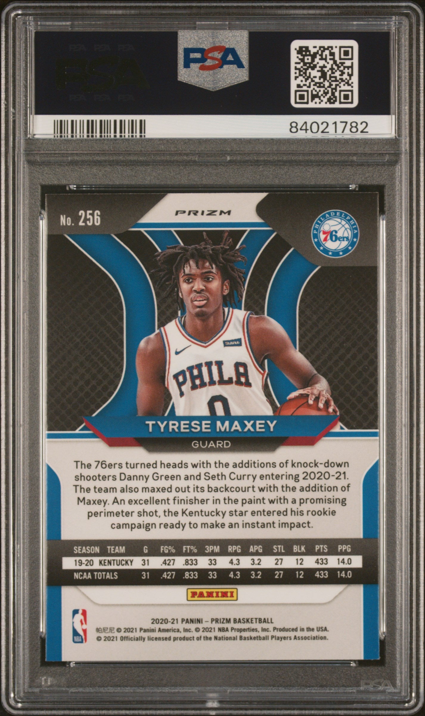 2020 Panini Prizm Ruby Wave Prizm Tyrese Maxey #256 PSA 10