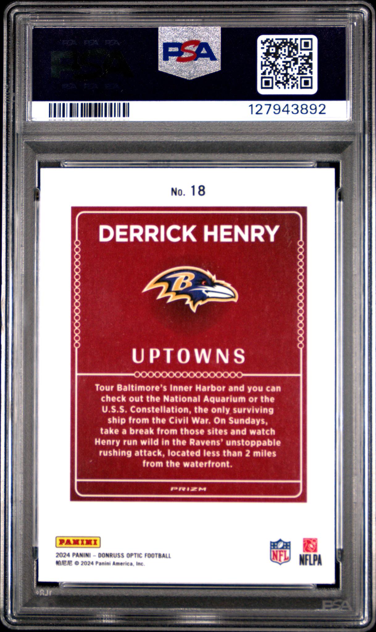 2024 Donruss Optic Uptowns Derrick Henry #18 PSA 9