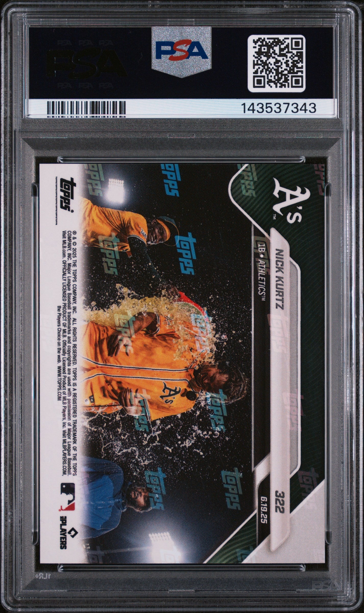 2025 Topps Now Orange Foil Nick Kurtz #322 /25 PSA 9
