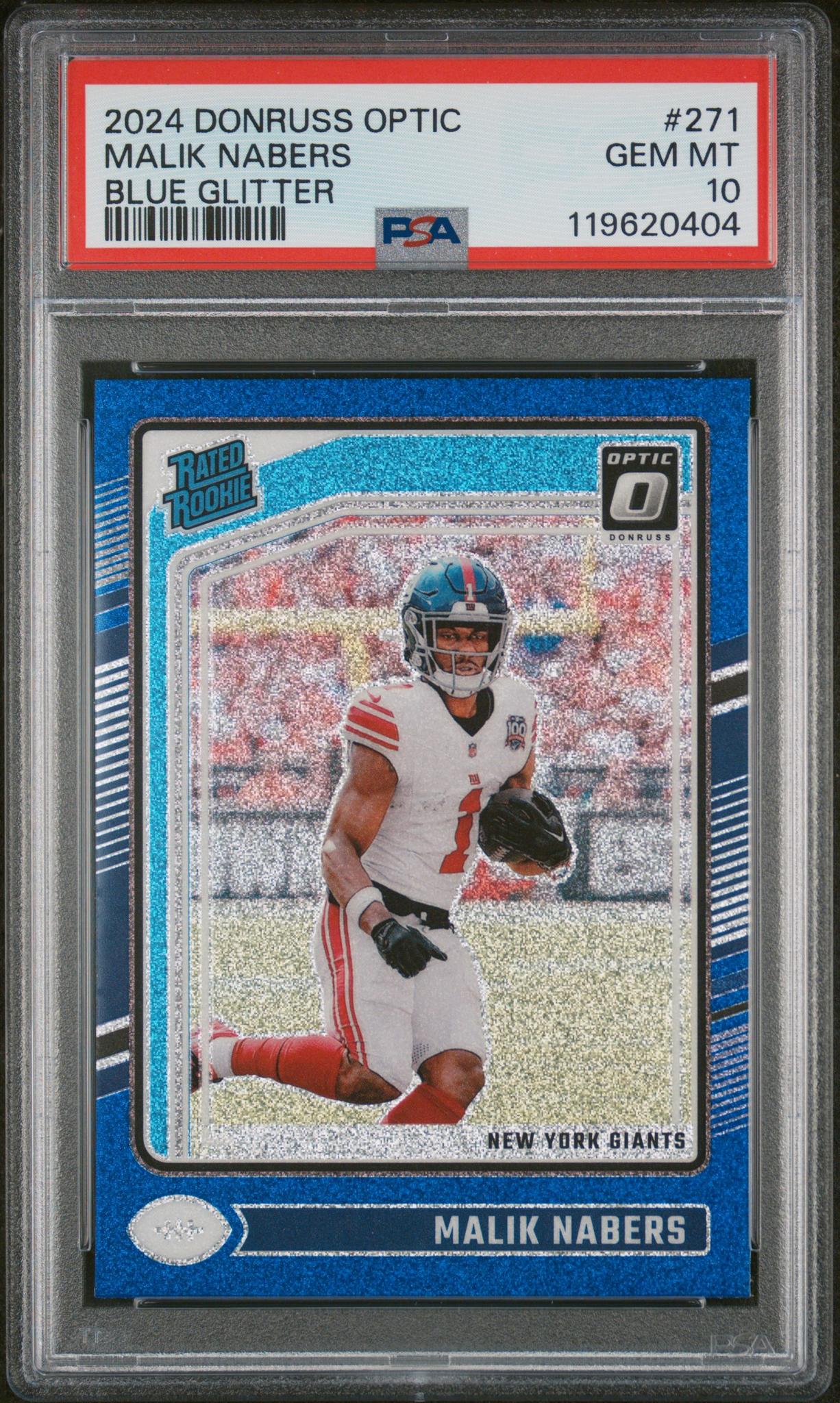 2024 Donruss Optic Blue Glitter Malik Nabers #271 PSA 10