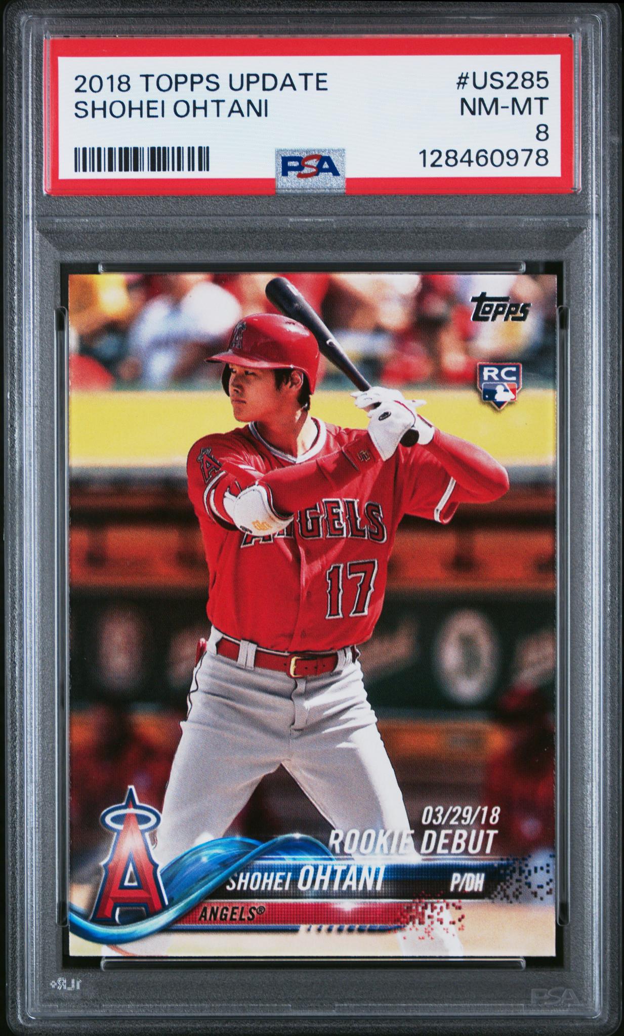 2018 Topps Update Rookie Debut Shohei Ohtani #US285 PSA 8