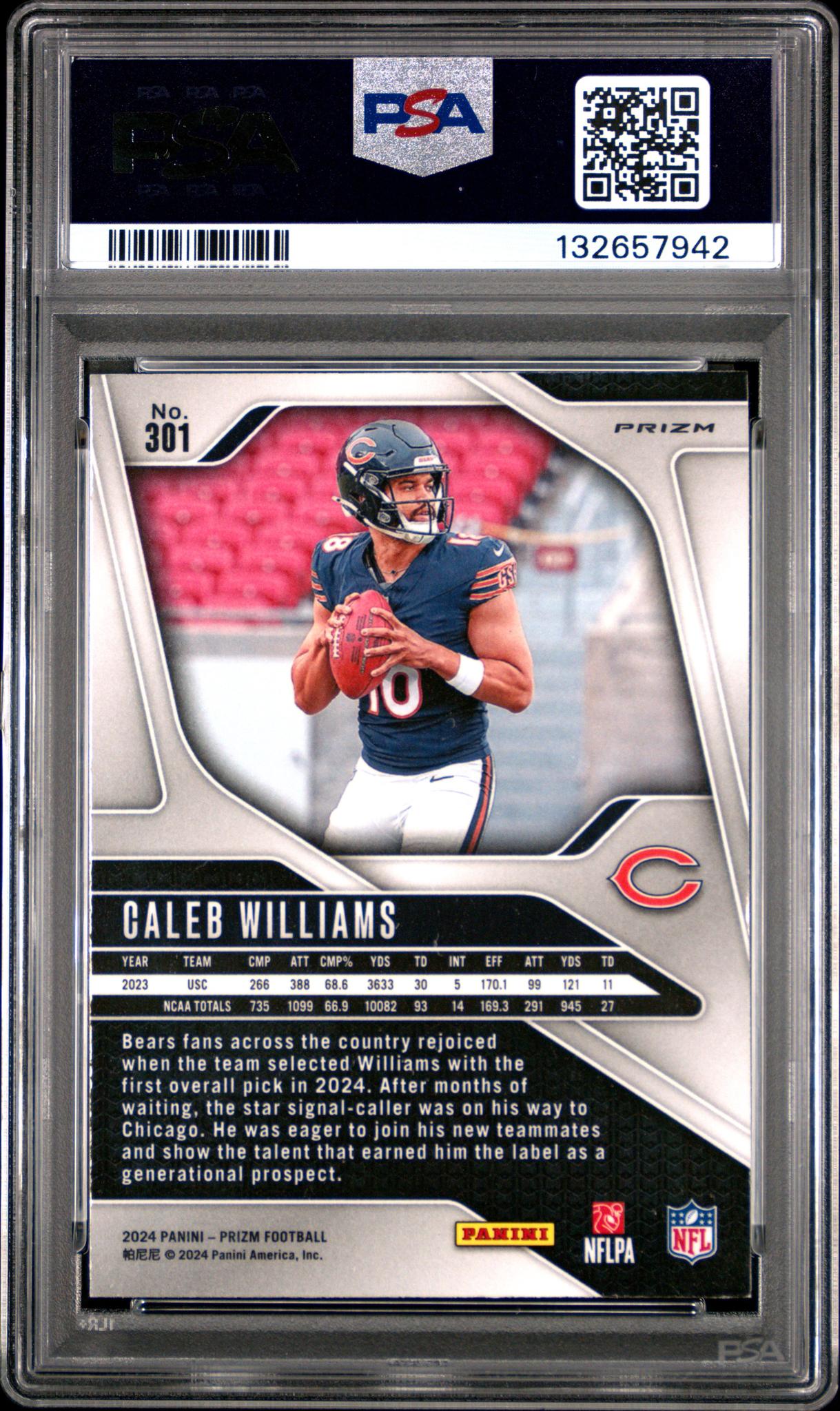 2024 Panini Prizm Purple Pulsar Prizm Caleb Williams #301 PSA 9