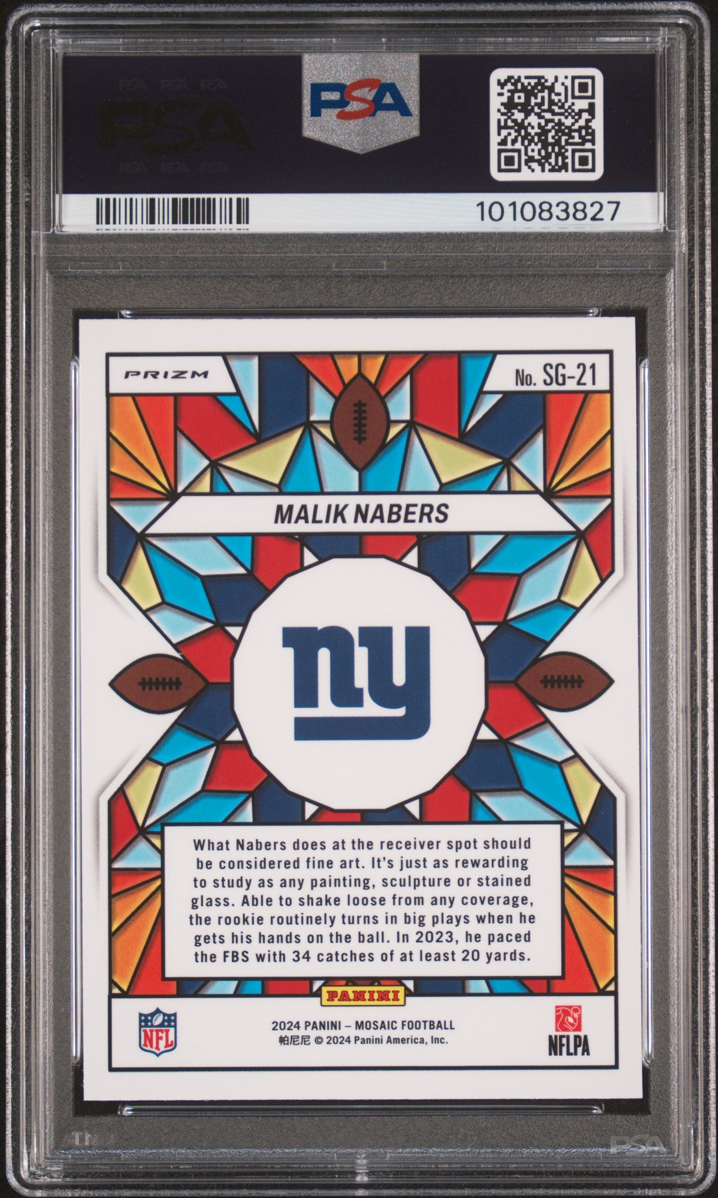2024 Mosaic Stained Glass Malik Nabers #21 PSA 9