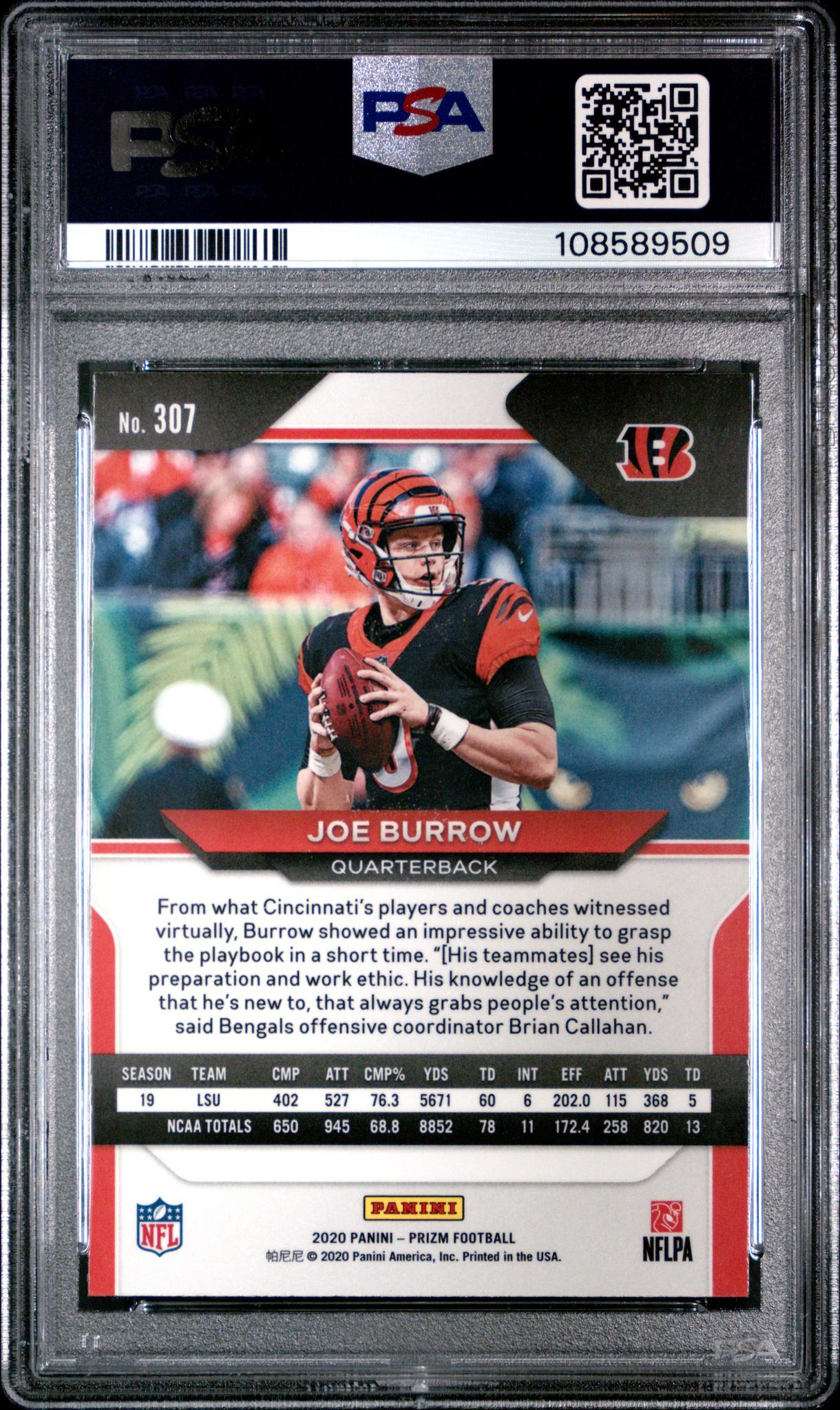 2020 Panini Prizm Variation Joe Burrow #307B PSA 9