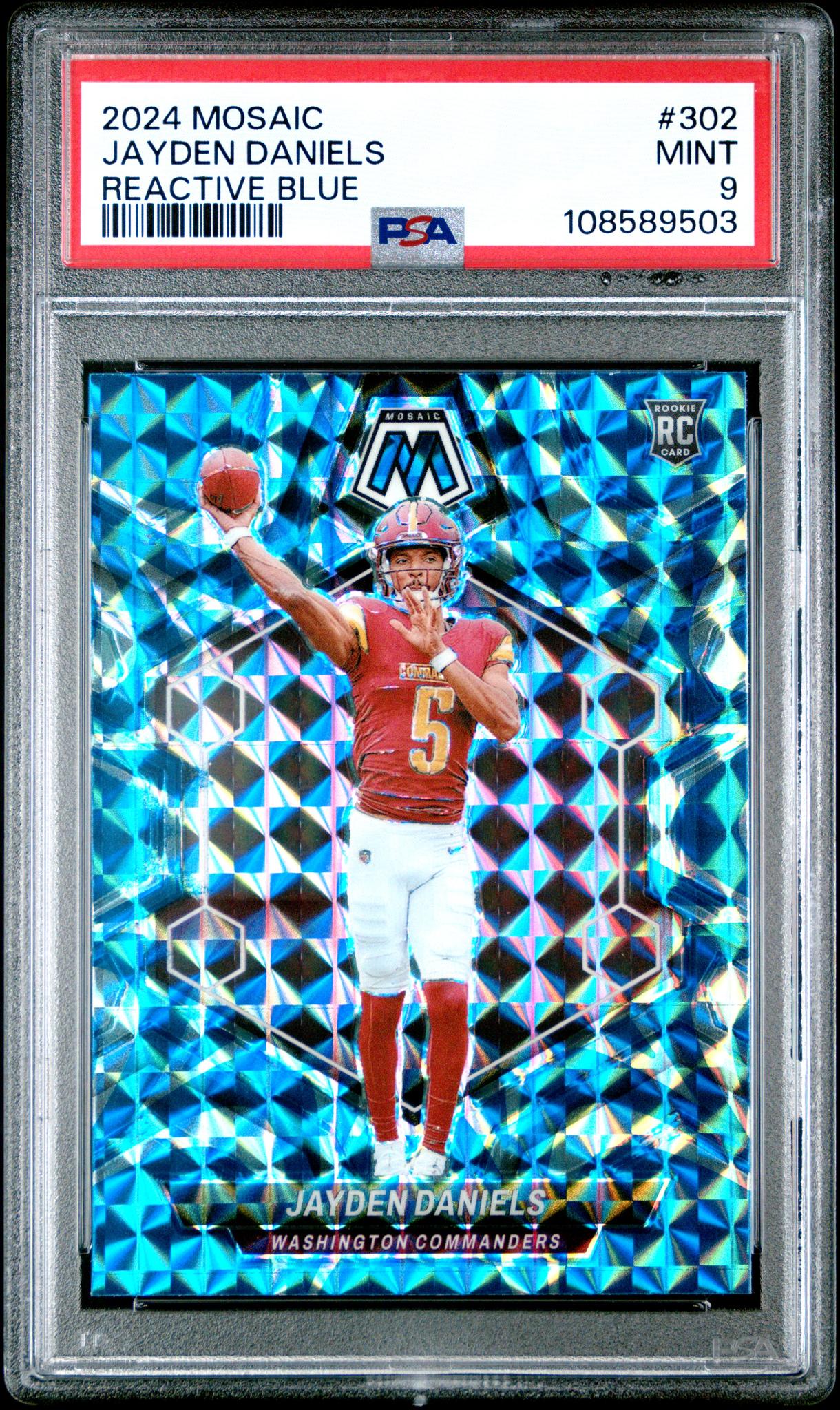 2024 Panini Mosaic Reactive Blue Mosaic Jayden Daniels #302 PSA 9