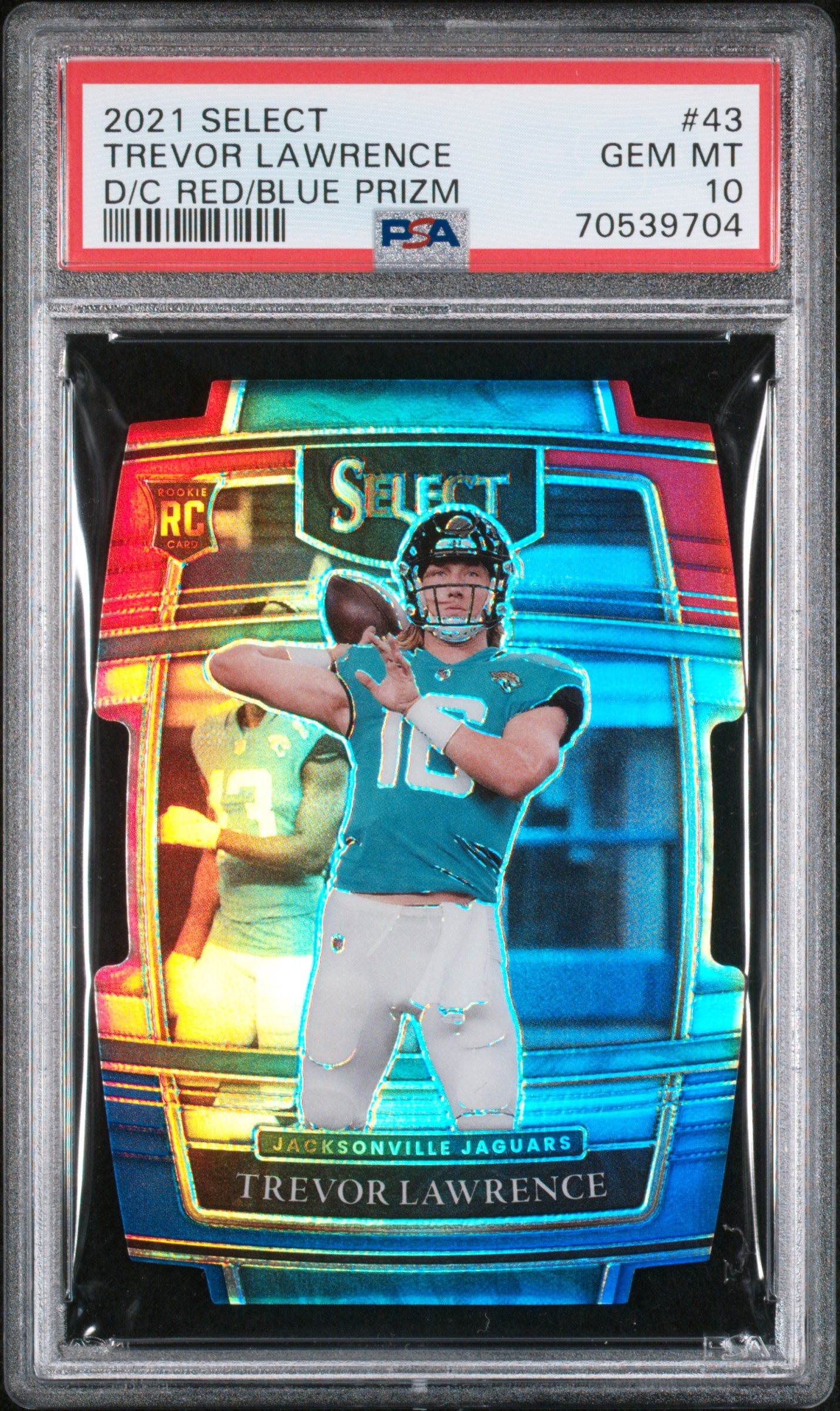 2021 Panini Select Concourse Die Cut Red and Blue Prizm Trevor Lawrence #43 PSA 10