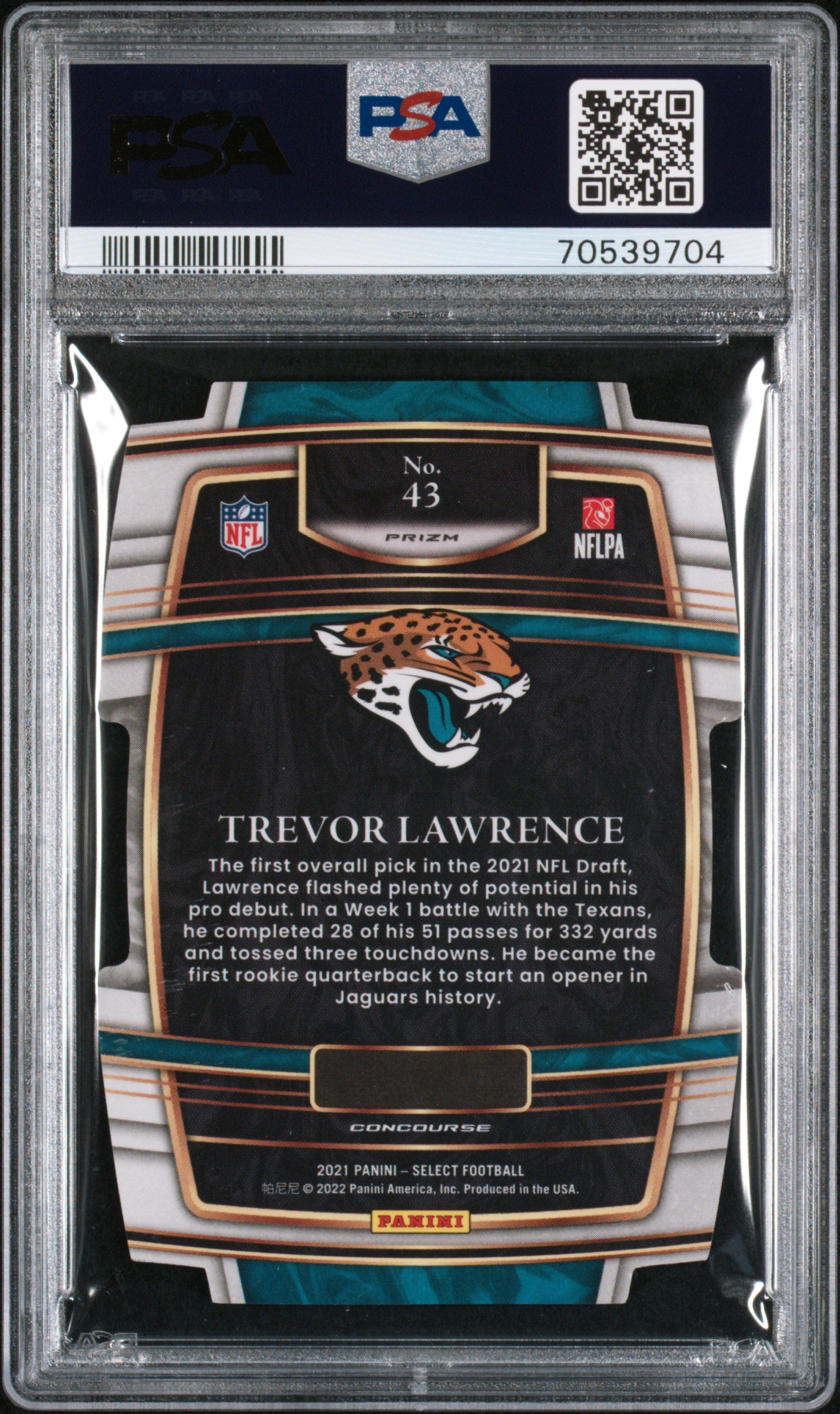 2021 Panini Select Concourse Die Cut Red and Blue Prizm Trevor Lawrence #43 PSA 10