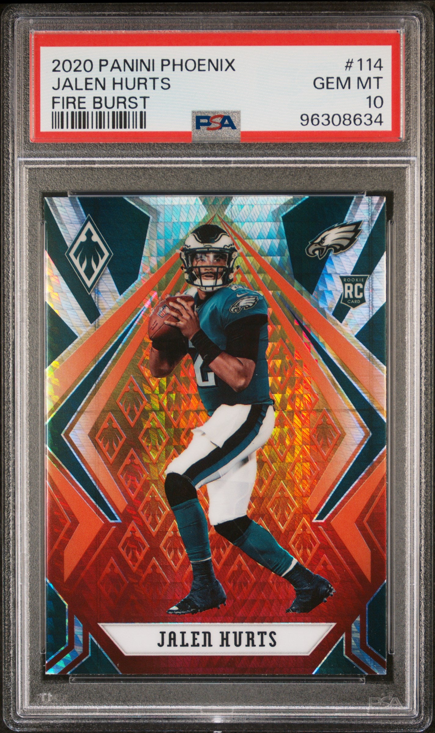 2020 Panini Phoenix Fire Burst Jalen Hurts #114 PSA 10