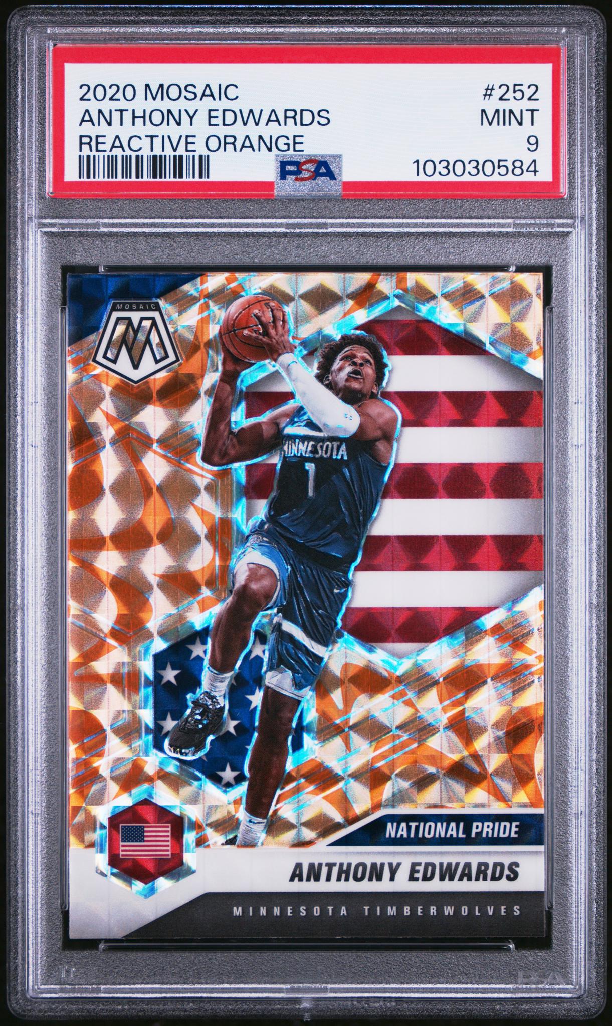 2020 Panini Mosaic Orange Reactive Mosaic Anthony Edwards #252 PSA 9