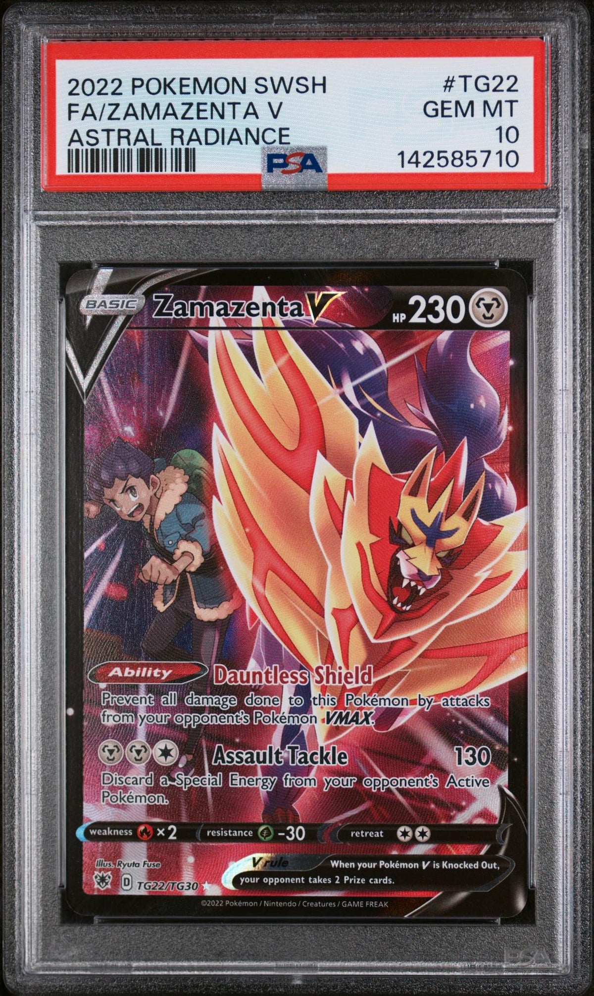2022 Pokemon Sword and Shield Astral Radiance Trainer Gallery Zamazenta V #TG22 PSA 10